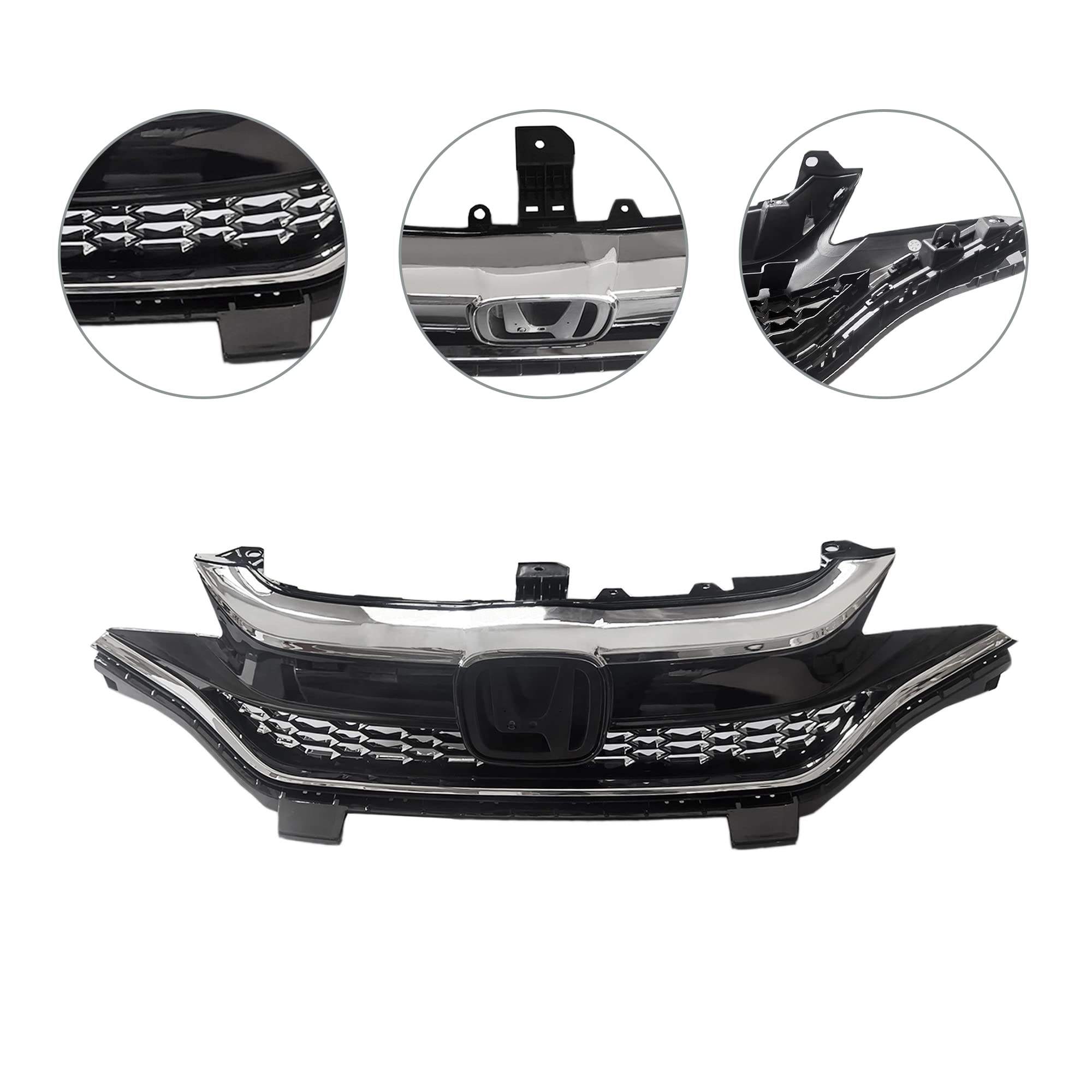 Black & Chrome Honeycomb Front Bumper Grille for 2018-2020 Honda Fit Hatchback | Replacement Part 71121T5RA50 | Enhances Style & Aerodynamics