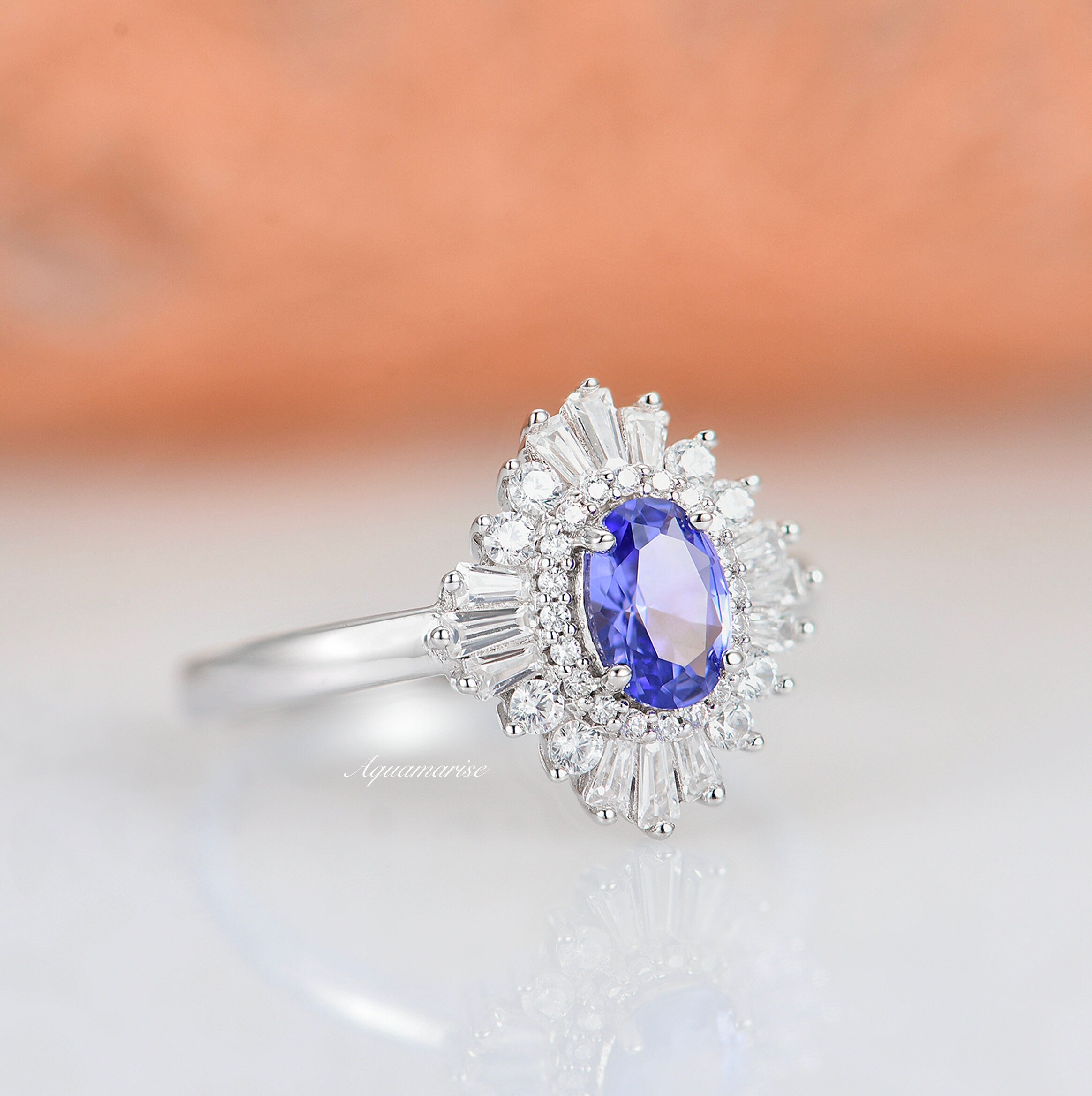 Victoria Tanzanite Ring Sterling Silver – Elegant Tanzanite Jewelry for Women, Perfect for Weddings, Anniversaries & Special Occasions