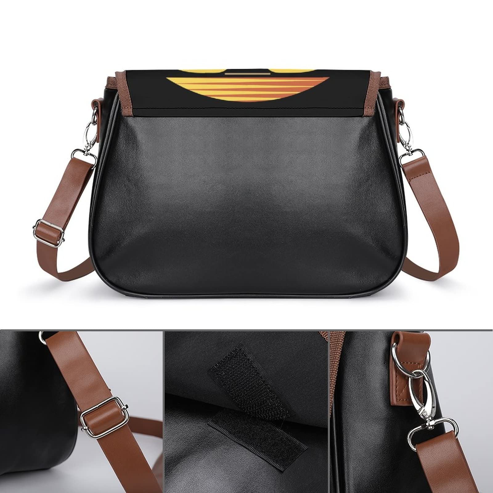 Vintage Leather Crossbody Bag for Women - Stylish Hobo Shoulder Bag with Cartoon Pug Print for Daily Use