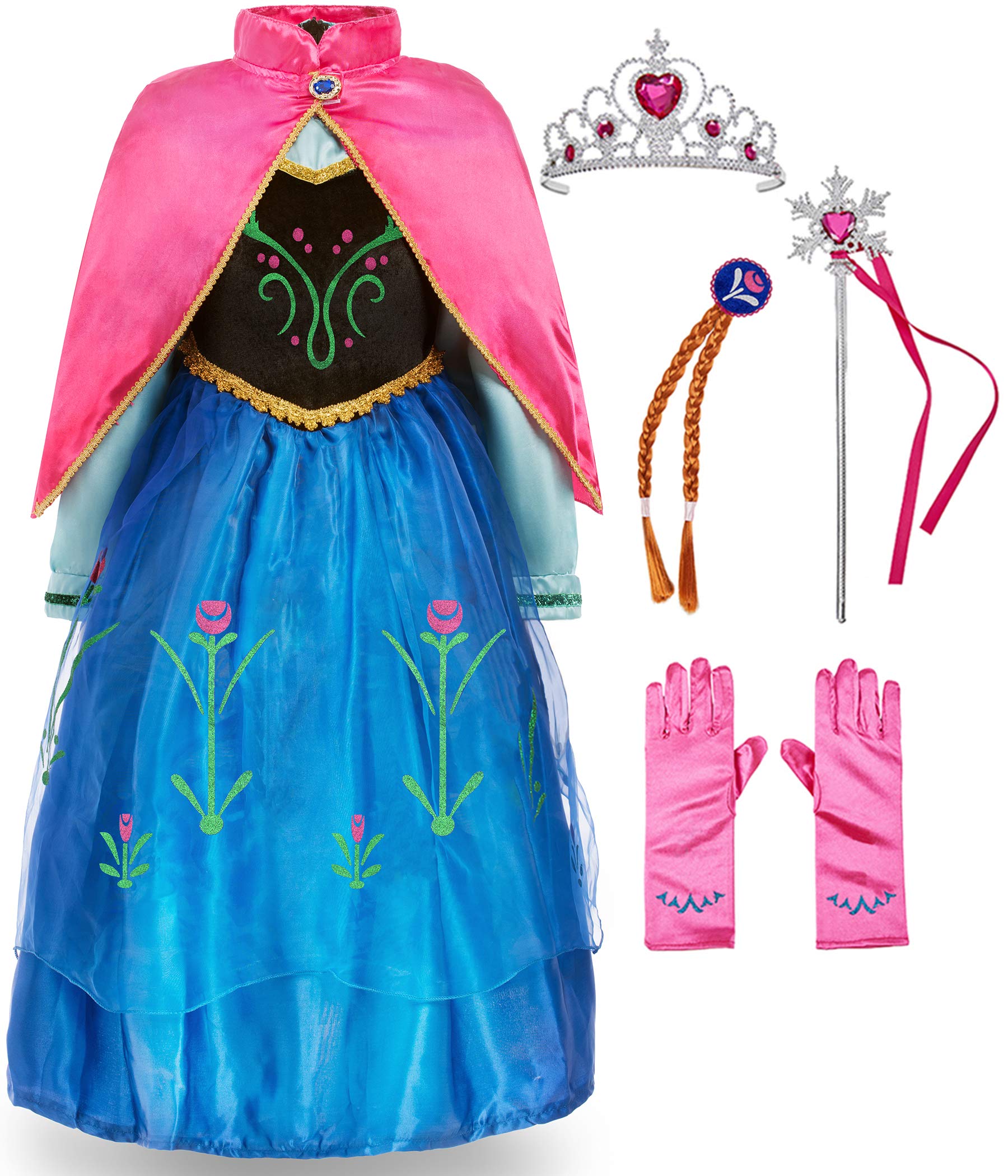 Funna Princess Costume for Toddler Girls - Elegant Fancy Dress Party Outfit with Tiara & Wand Accessories - Perfect for Halloween, Birthday Parties & Dress-Up Play