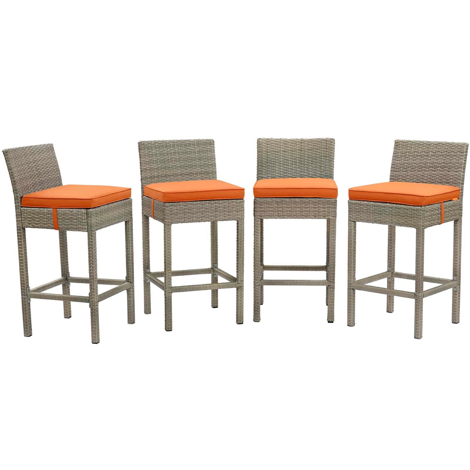 4-Piece Outdoor Patio Wicker Rattan Bar Stool Set - Weather-Resistant Conduit Bar Stools for Backyard, Poolside & Garden Seating