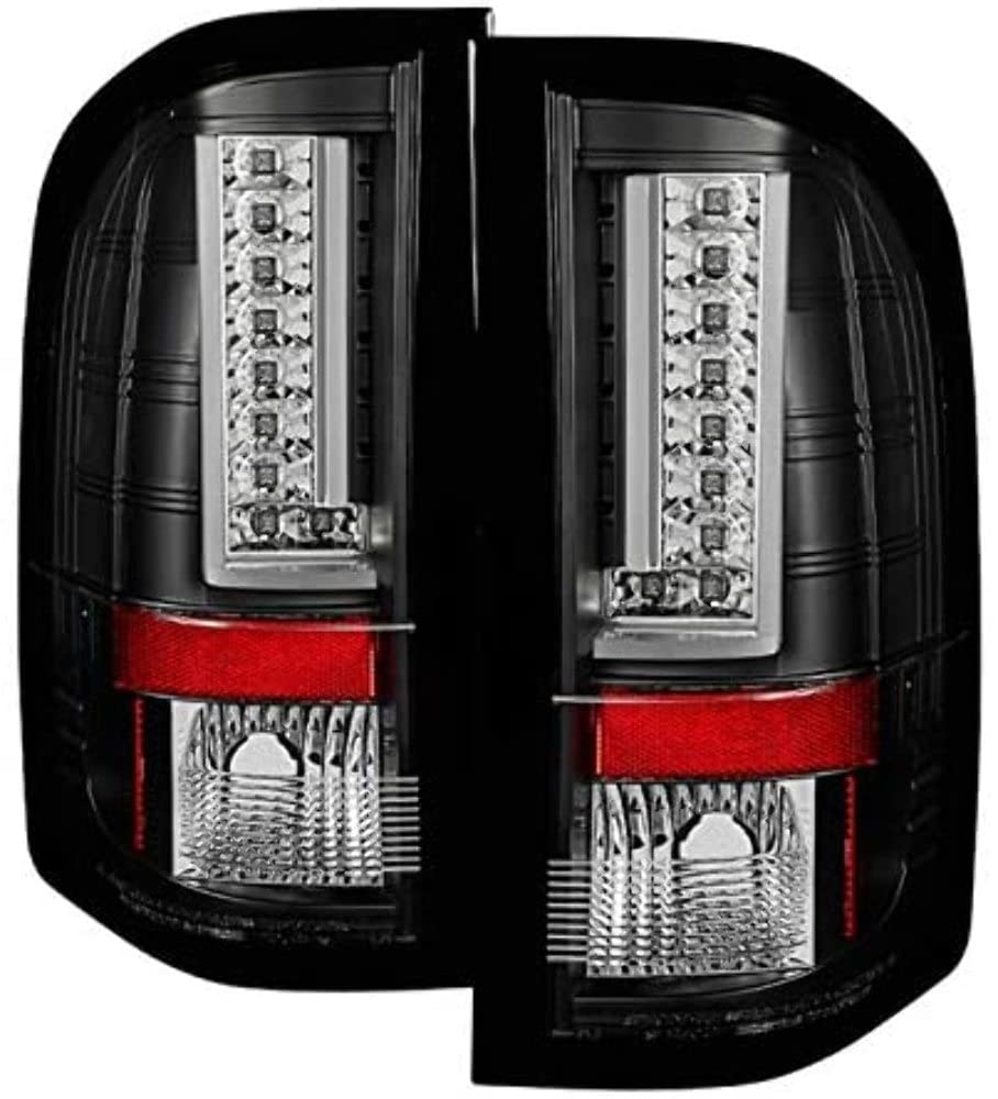 Xtune Spyder 5081766 LED Tail Lights for 2007-2013 Chevy Silverado (Excludes 2010 Dual Reverse Socket 921 Bulb Models) - Black Version 2 - Upgrade Your Truck's Style & Safety for Night Driving & Towing
