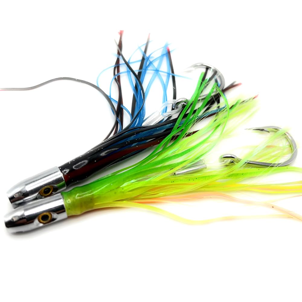 Premium Offshore & Inshore Trolling Fishing Lures - 5 & 6 Inch Jet Head Octopus Skirts for Mahimahi & Game Fish - Perfect for Deep Sea Fishing & Saltwater Angling