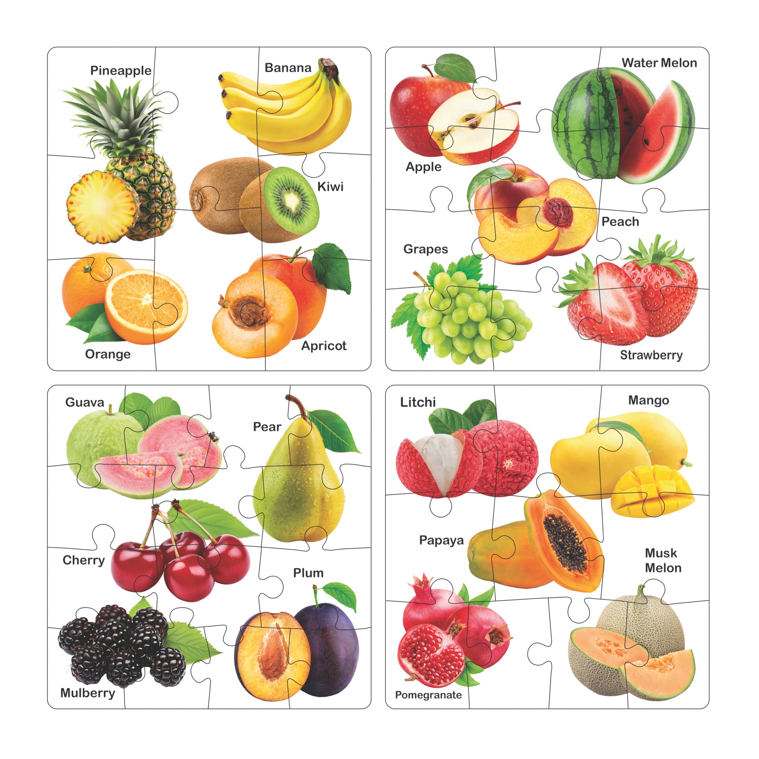 Ratna's Educational Fruit Jigsaw Puzzle for Kids - Learn Fruit Names & Shapes | Fun Learning Toy for Toddlers & Preschoolers | Perfect for Homeschooling & Classroom Activities