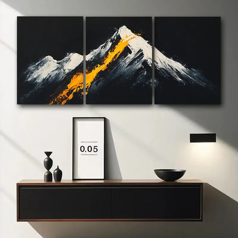 3-Piece Mountain Top Metal Print Wall Art - Ready to Hang Landscape Decor for Living Room, Bedroom & Office