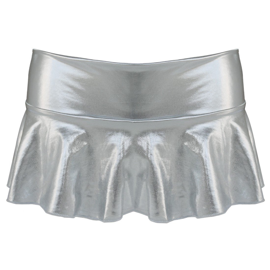 iiniim Women's Sexy Metallic Pleated Mini Skirt with Built-in Shorts - Clubwear, Dance Costume, Role Play Outfit for Parties & Cosplay