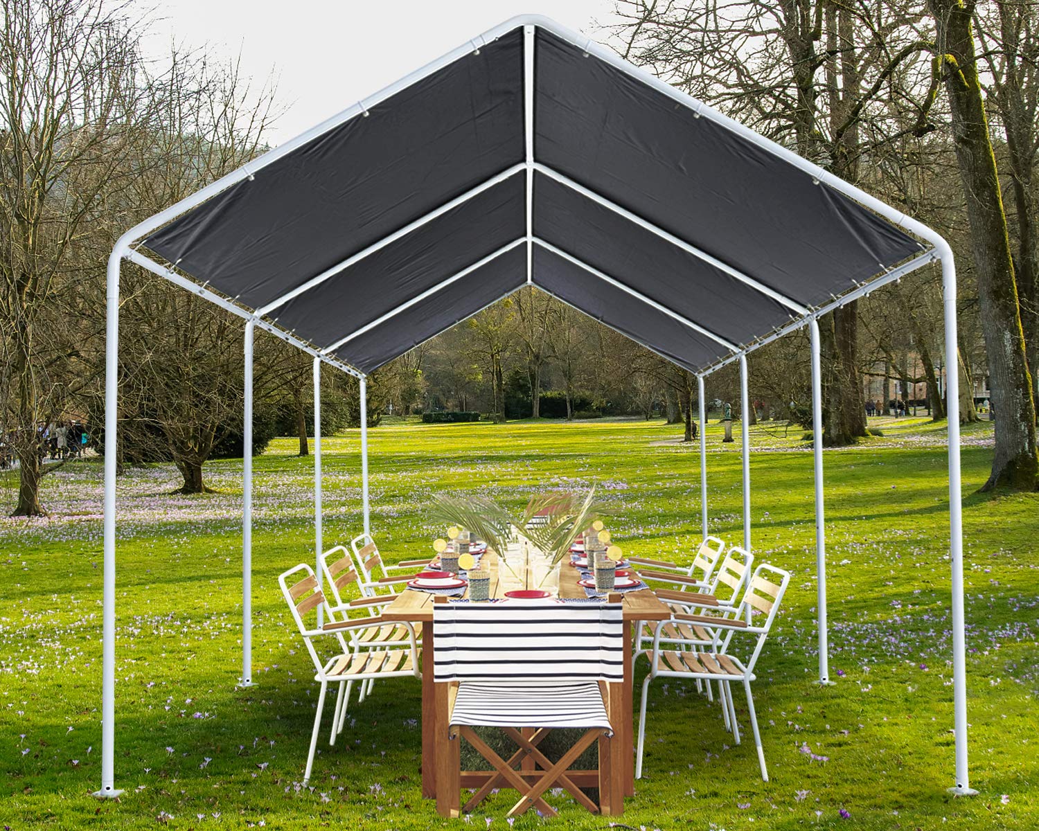 ABCCANOPY 10x20 FT Heavy Duty Carport Garage Shelter - Waterproof Canopy Tent for Cars, Boats, RV, Outdoor Parties & Events (Gray) - Perfect for Backyard, Driveway & Commercial Use