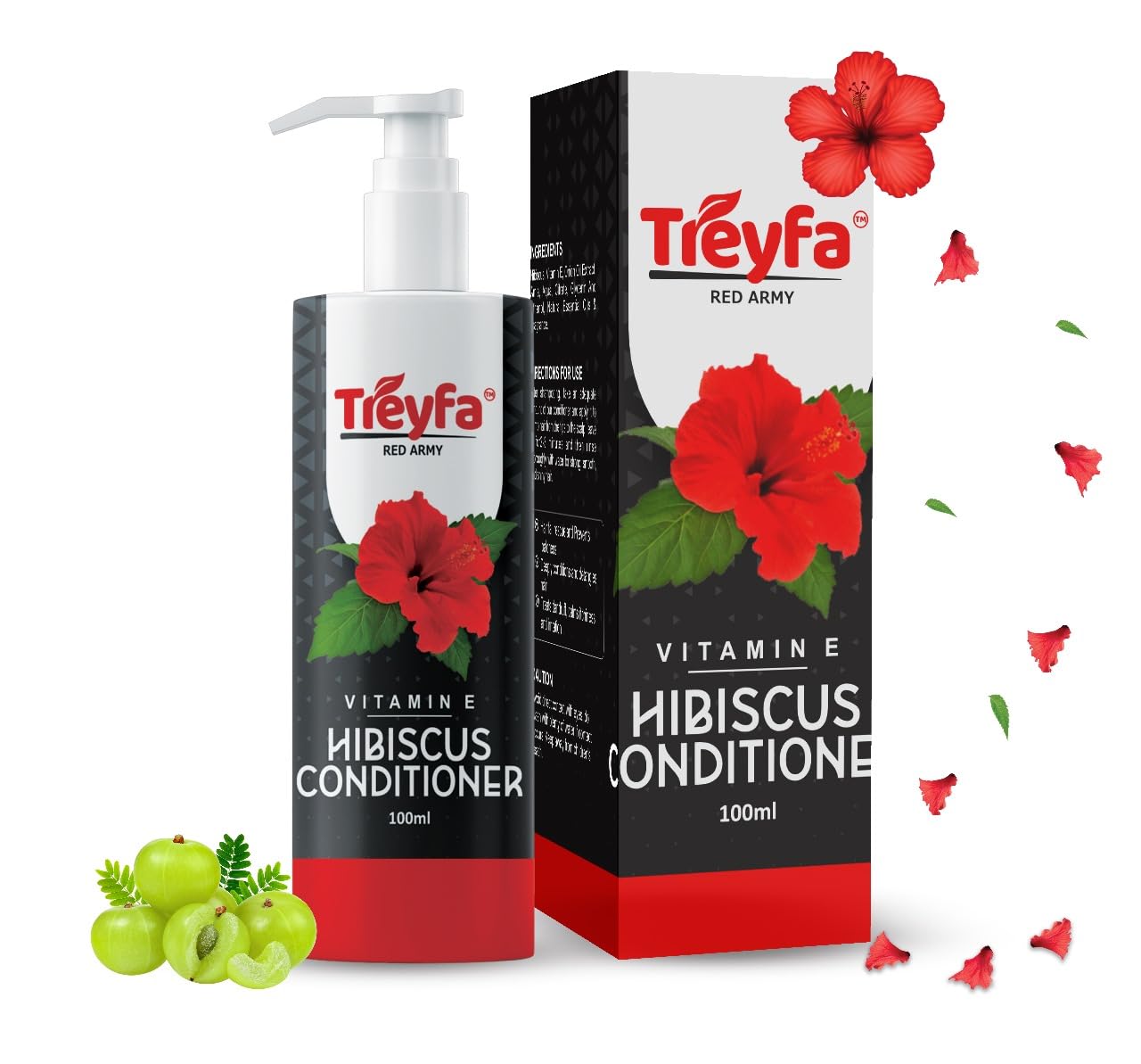 Treyfa Hibiscus Hair Growth Conditioner for Women & Men - Sulfate, Paraben & Silicone Free with Hibiscus, Amla, Onion & Vitamin E - 100ML | Promotes Hair Growth, Reduces Hair Fall & Deeply Nourishes - Perfect for Daily Use & Damaged Hair Care