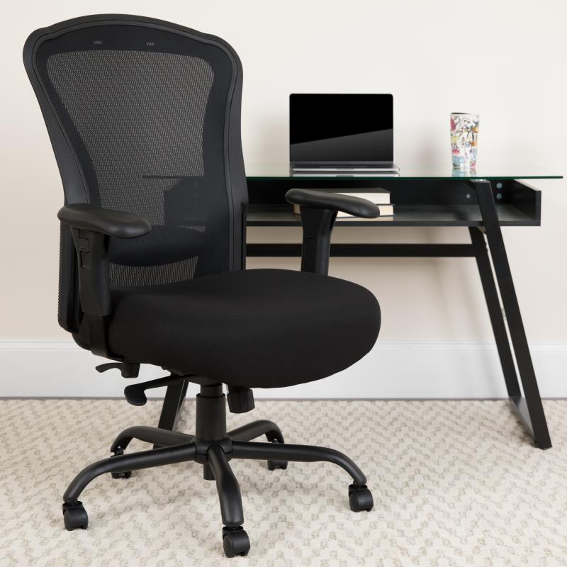 FLASH HERCULES Series Heavy Duty Ergonomic Office Chair - 400 lb Weight Capacity, Black Mesh, Synchro Tilt & Multi-Function for Big & Tall Users - Perfect for 24/7 Intensive Use in Home Offices, Gaming Setups & Workstations