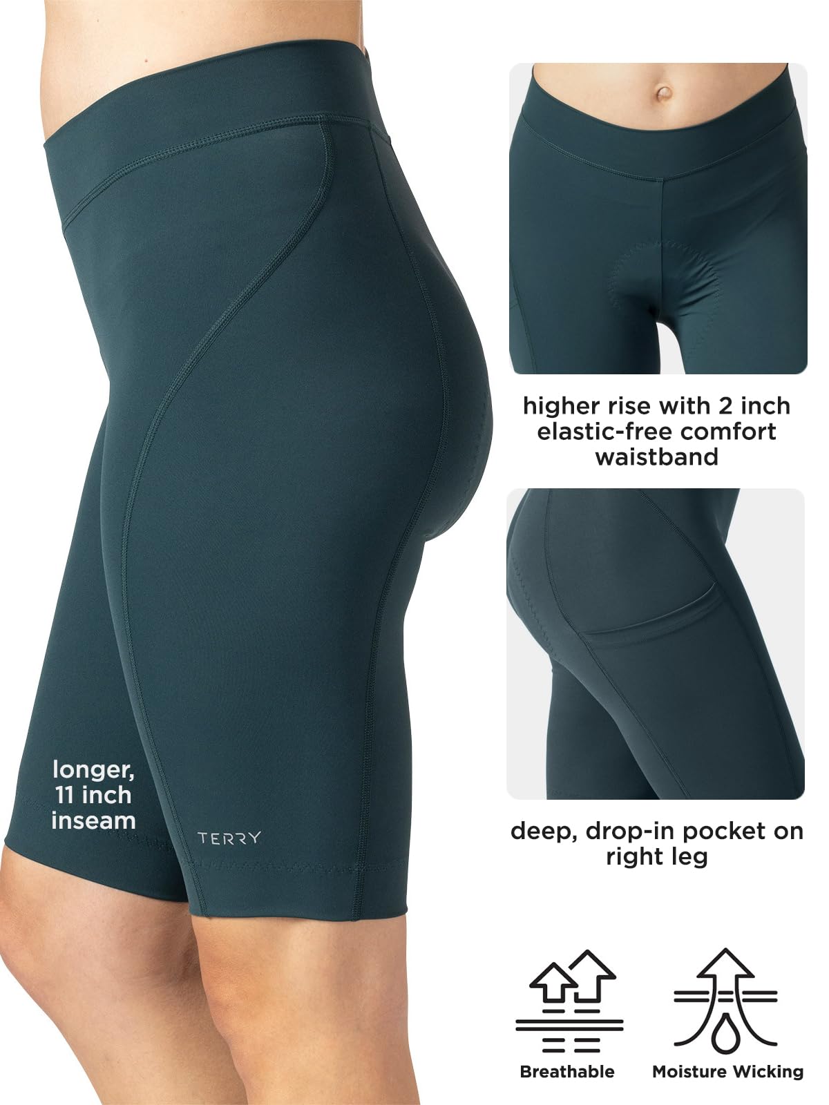 Women's Terry Bike Shorts with Padding - High Waisted 11