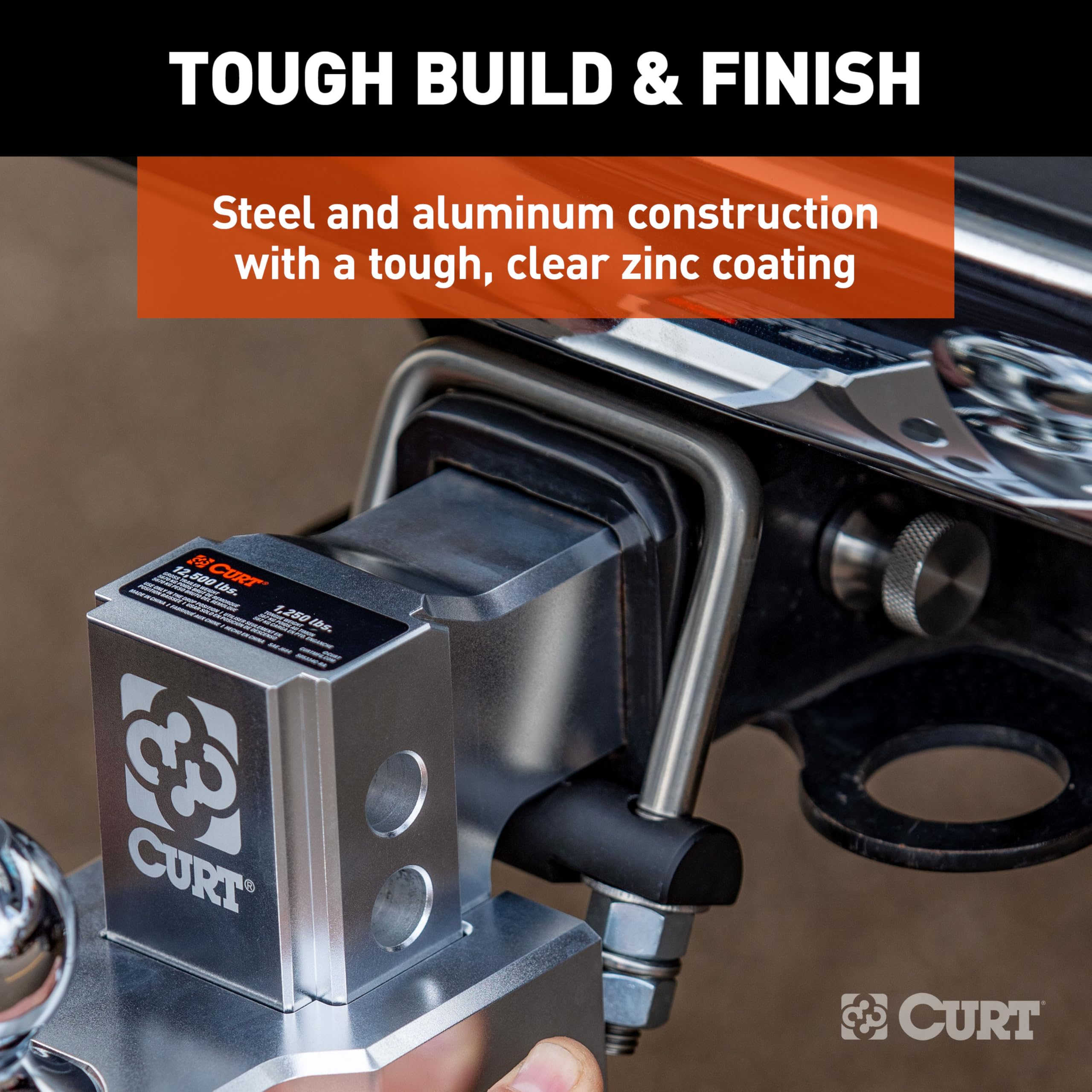 CURT Anti-Rattle Hitch Clamp Tightener for 2-Inch Receiver - Compatible with Hollow or Solid Shanks, Stainless Steel Construction (Model 45367) - Secure Towing for Trucks, Trailers & RVs