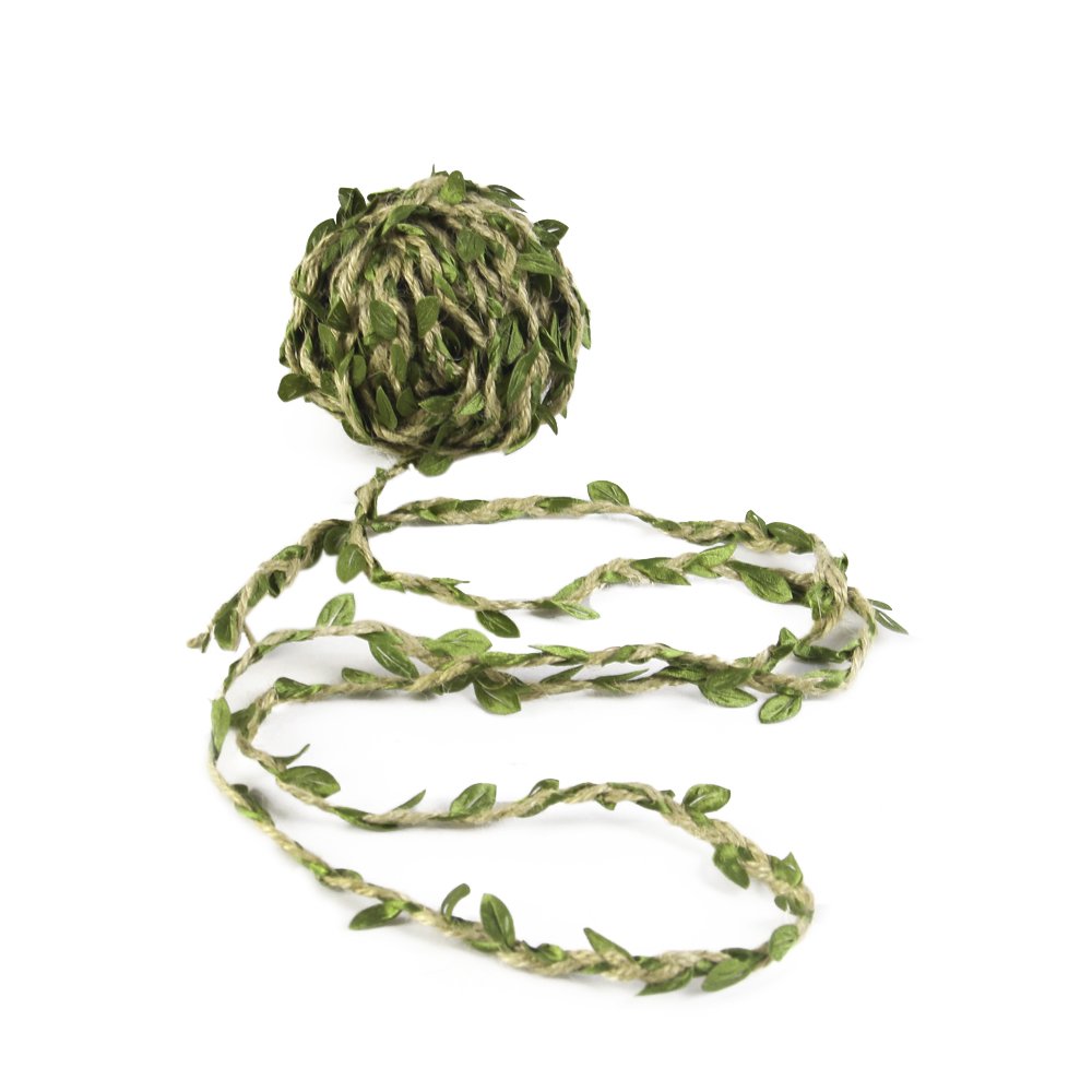 Natural Hemp Jute Twine Burlap Leaves Leaf Trim Ribbon - 30 Feet 10 Yards for DIY Craft Decoration, Gift Wrapping, and Wedding Party Decor