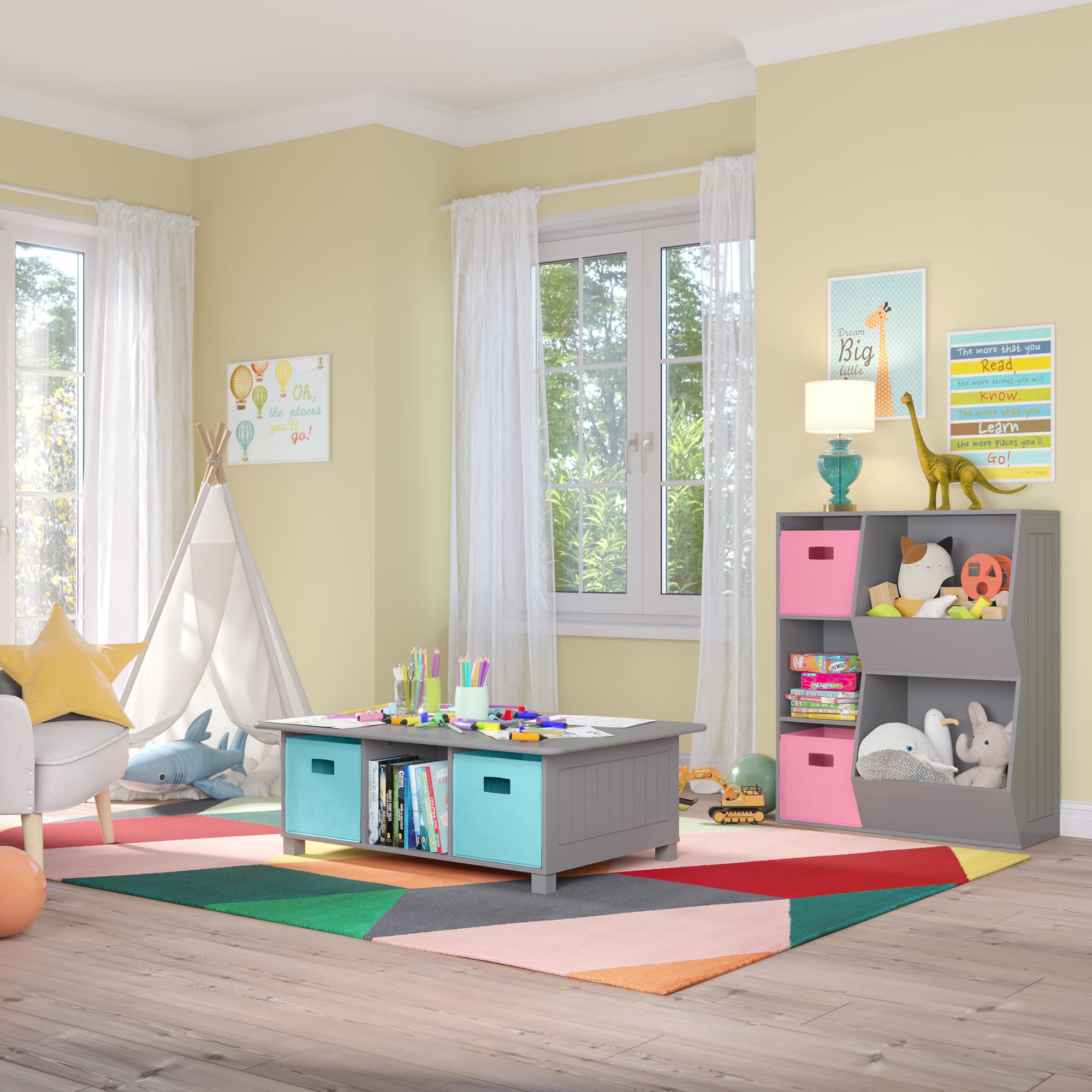 RiverRidge 02-147 Gray Floor Storage Cabinet - One Size - Perfect for Living Room, Bedroom, or Office Organization