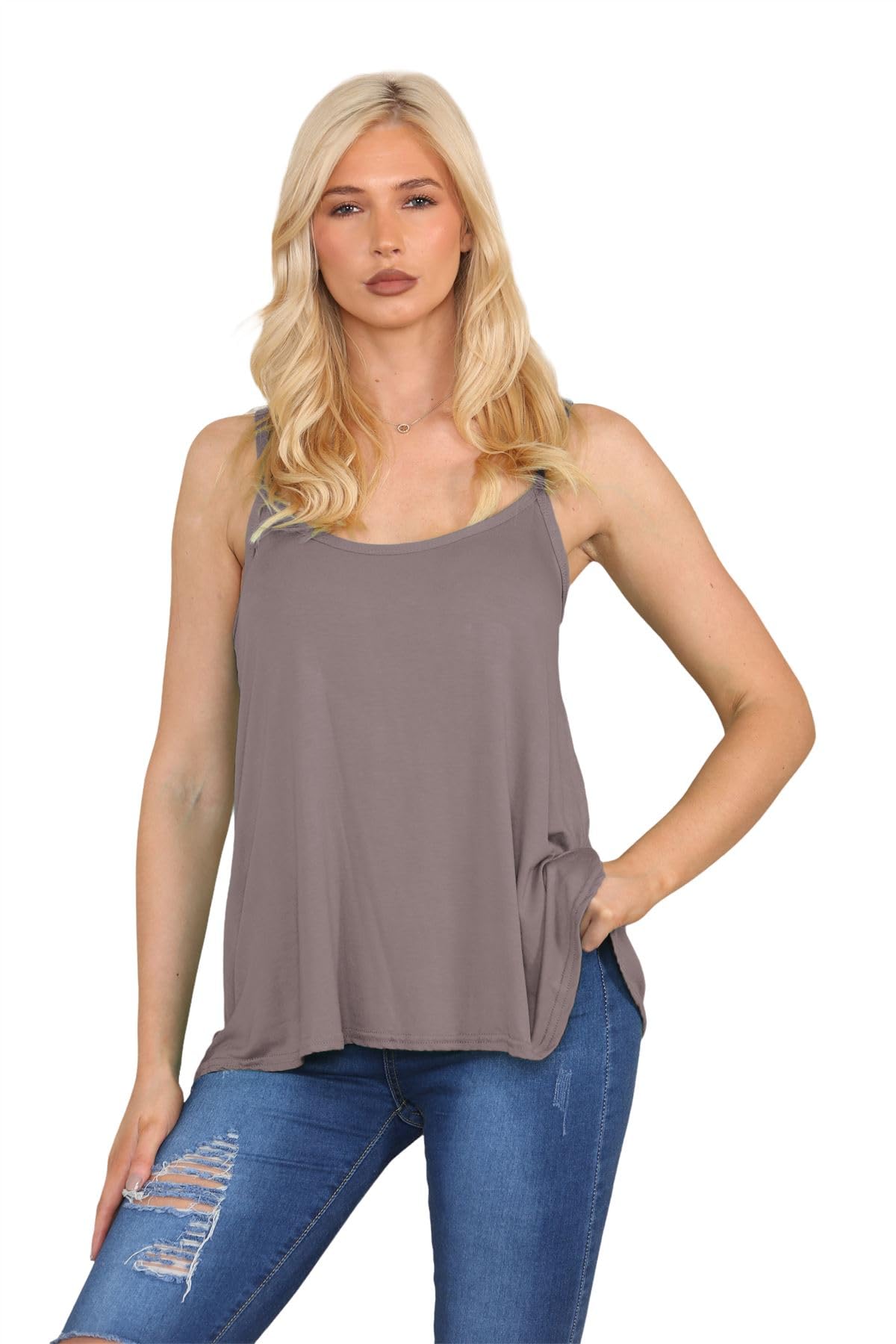 Janisramone® Women's Stretchy Sleeveless Camisole Tank Top - Soft Plain Summer Vest for Women | Perfect for Beach, Yoga, Travel & Casual Wear