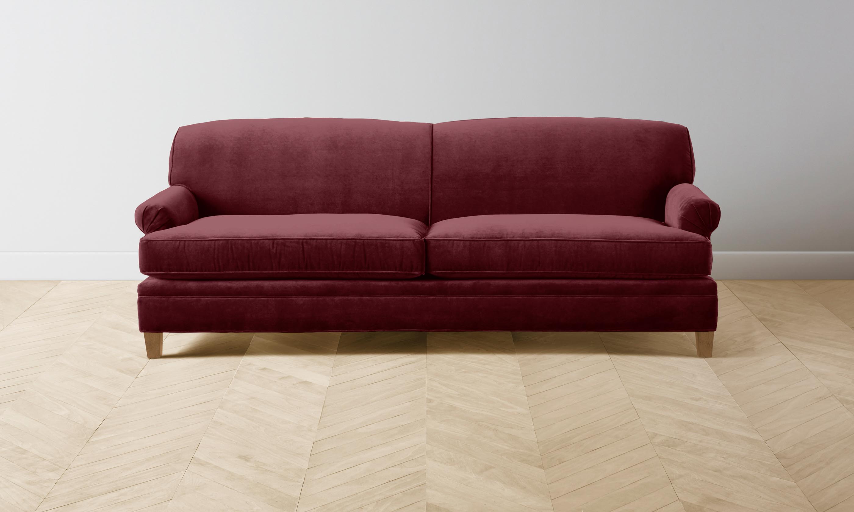 Carmine Performance Velvet Sofa in Merlot - Luxurious Comfort for Living Room, Lounge & Home Theater
