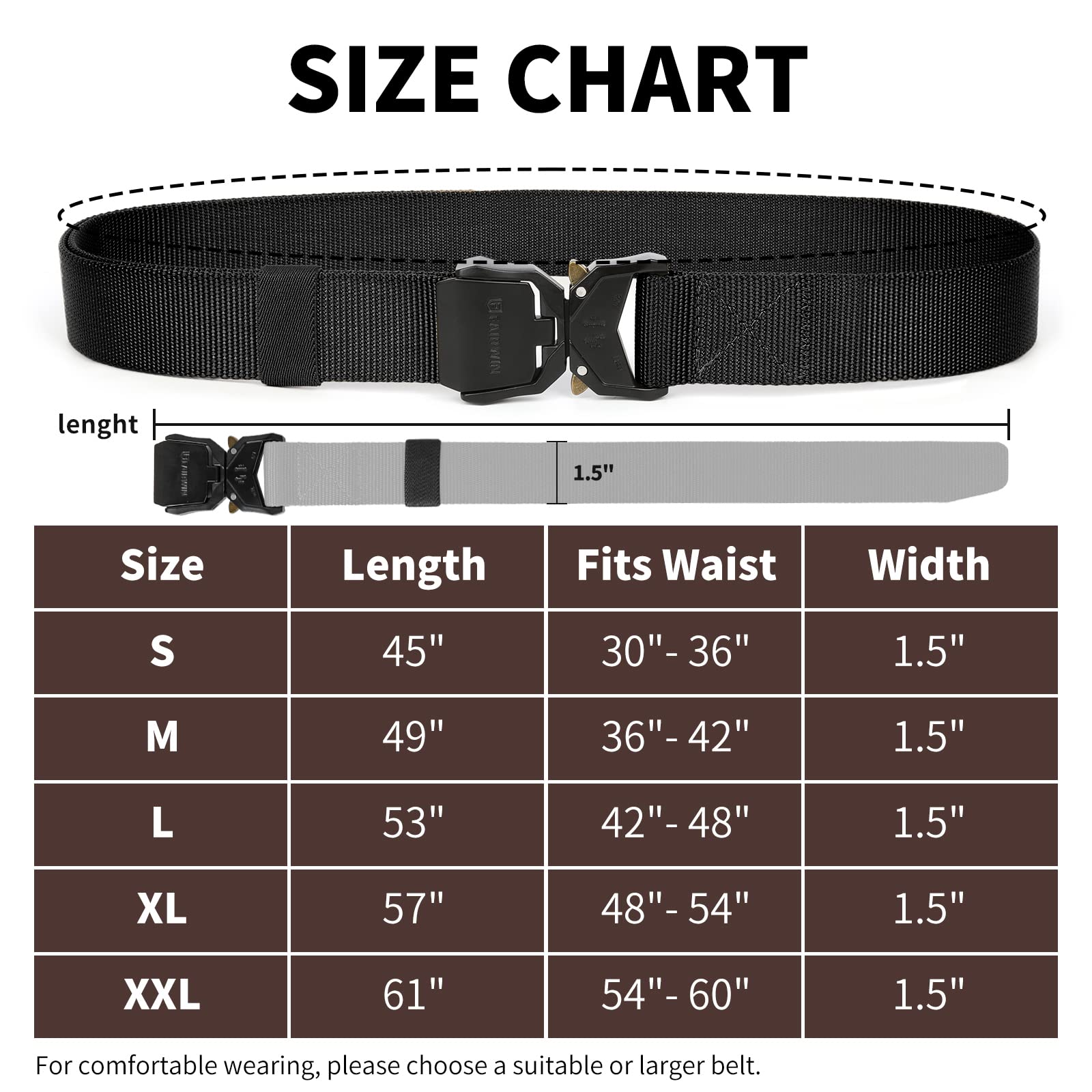 FAIRWIN Tactical Military Belt - Heavy Duty Quick Release Metal Buckle Webbing Riggers Gun Belt for Outdoor, Hiking, Airsoft & Survival Gear | Durable Nylon Web Belt for Men