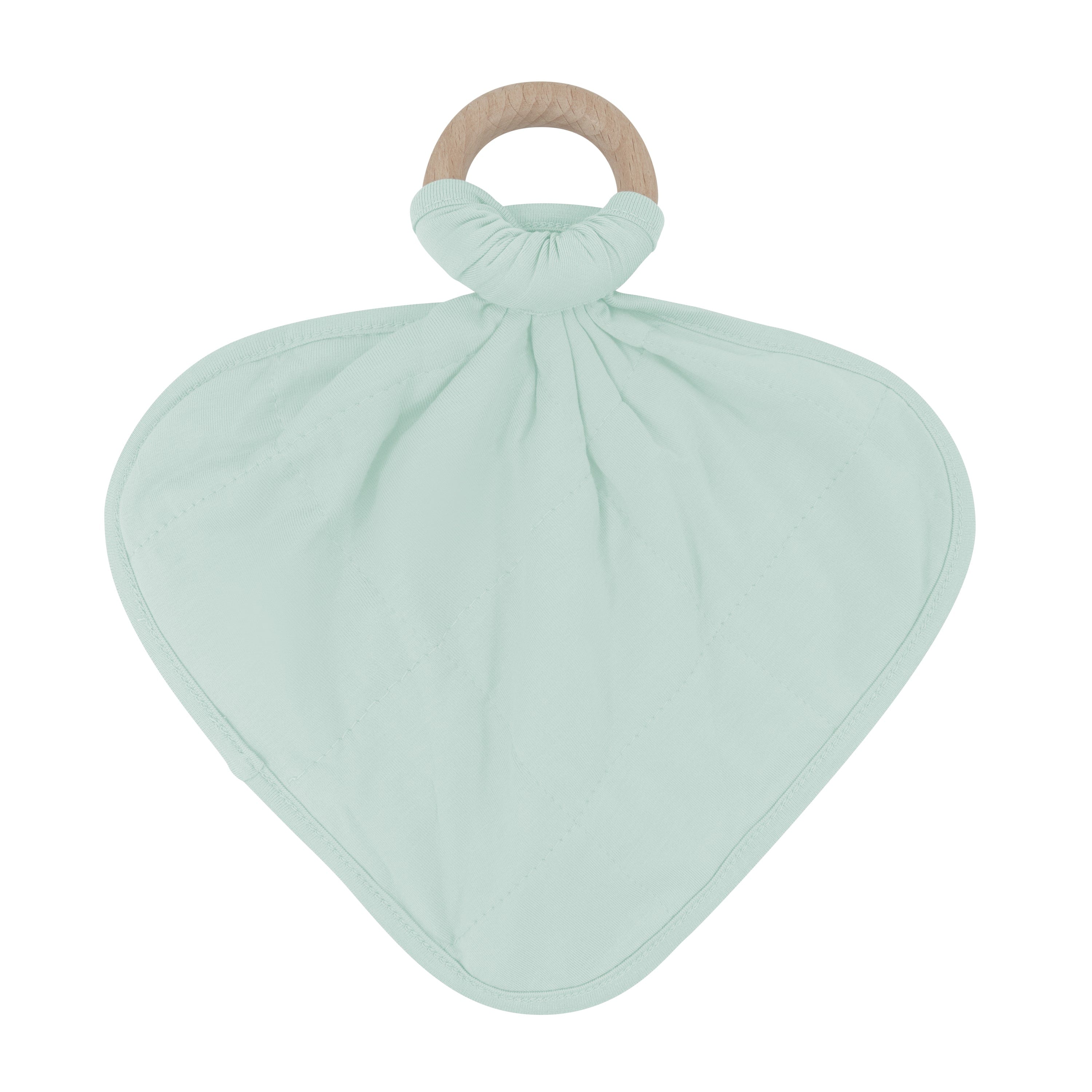 Organic Cotton Baby Lovey Blanket with Removable Wooden Teething Ring - Sage Green Comfort Toy for Infants & Toddlers - Perfect for Soothing, Teething Relief and Bedtime Security