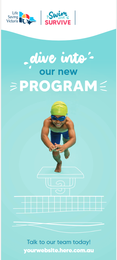 Swim & Survive Pull Up Banners - Portable Retractable Stand Displays for Pool Safety & Swimming Lessons | Perfect for Swim Schools, Beaches & Water Safety Events