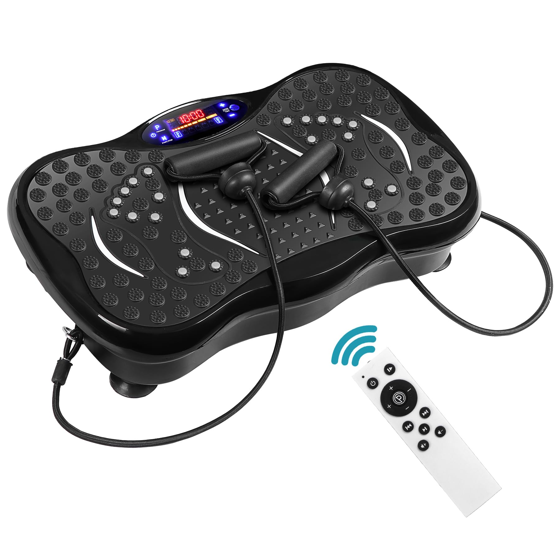 HomGarden Mini Vibration Platform Exercise Machine - Full Body Workout Equipment with Resistance Bands for Home Fitness, Weight Loss & Toning | Perfect for Home Gym, Small Spaces & Low-Impact Training (Black)