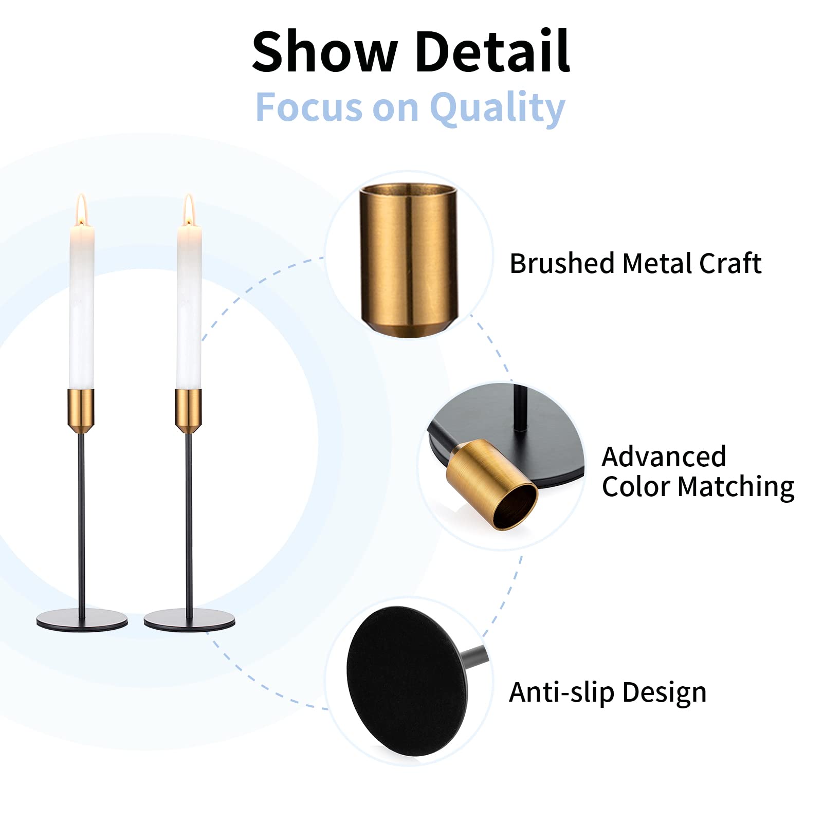 Elegant Single-Head Taper Candle Holder - Wedding & Dining Table Centerpiece Decor, Decorative Candlestick Holder for Romantic Ambiance (Set of 2) - Perfect for Wedding Receptions, Anniversary Dinners & Home Decor