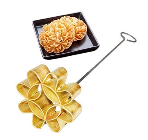 Premium Dok Jok Brass Mold for Thai Crispy Lotus Blossom & Sunflower Cookies - 4.13 Inch Large Traditional Biscuit Maker - Perfect for Thai Desserts, Festive Baking & Homemade Snacks