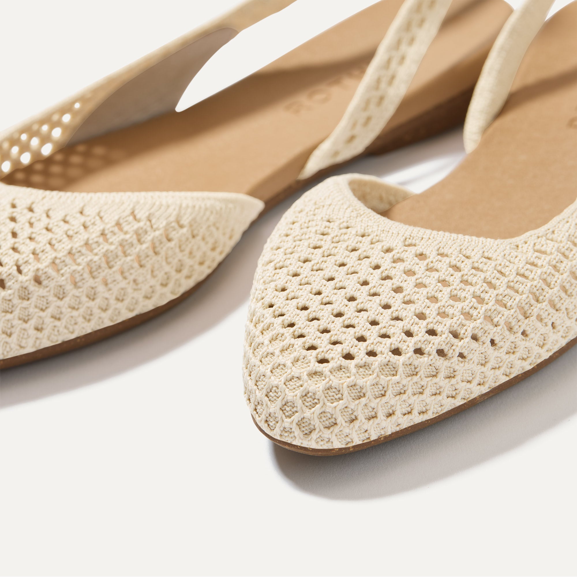 The Almond Slingback Sandals - Off White Mesh Comfortable Women's Shoes for Summer, Beach, and Casual Outings