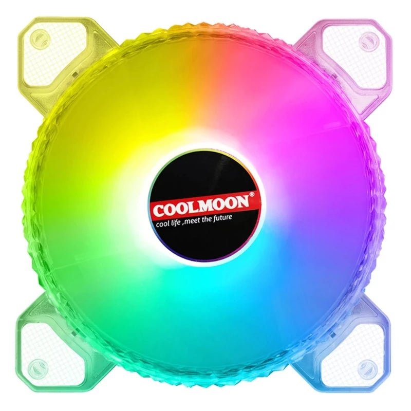 COOLMOON ARGB Crystal 120mm PWM PC Cooling Fan - High Performance RGB LED Case Fan for Gaming PC, Desktop Computer, and Liquid Cooling Systems - Perfect for PC Builds, Case Mods, and Enhanced Airflow