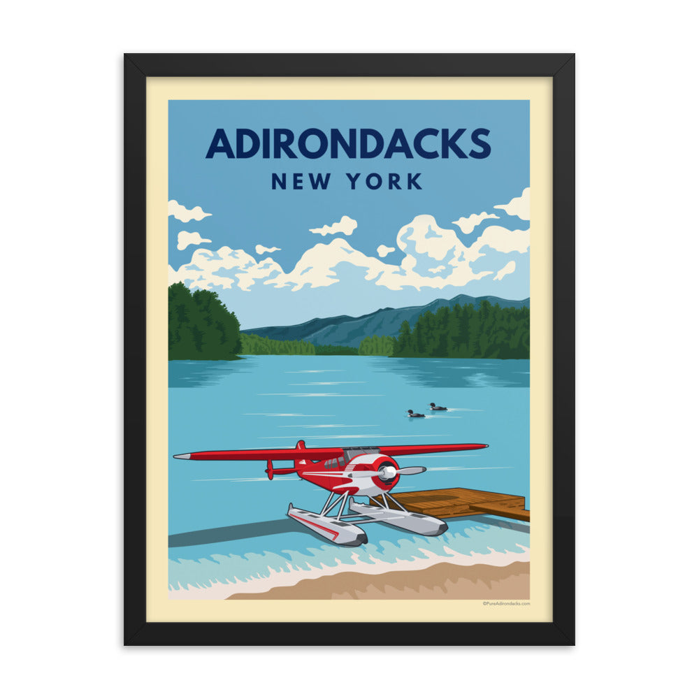 Adirondack Seaplane Poster - Vintage Aviation Wall Art Decor for Home, Office & Gifts - Perfect for Living Room, Bedroom & Man Cave
