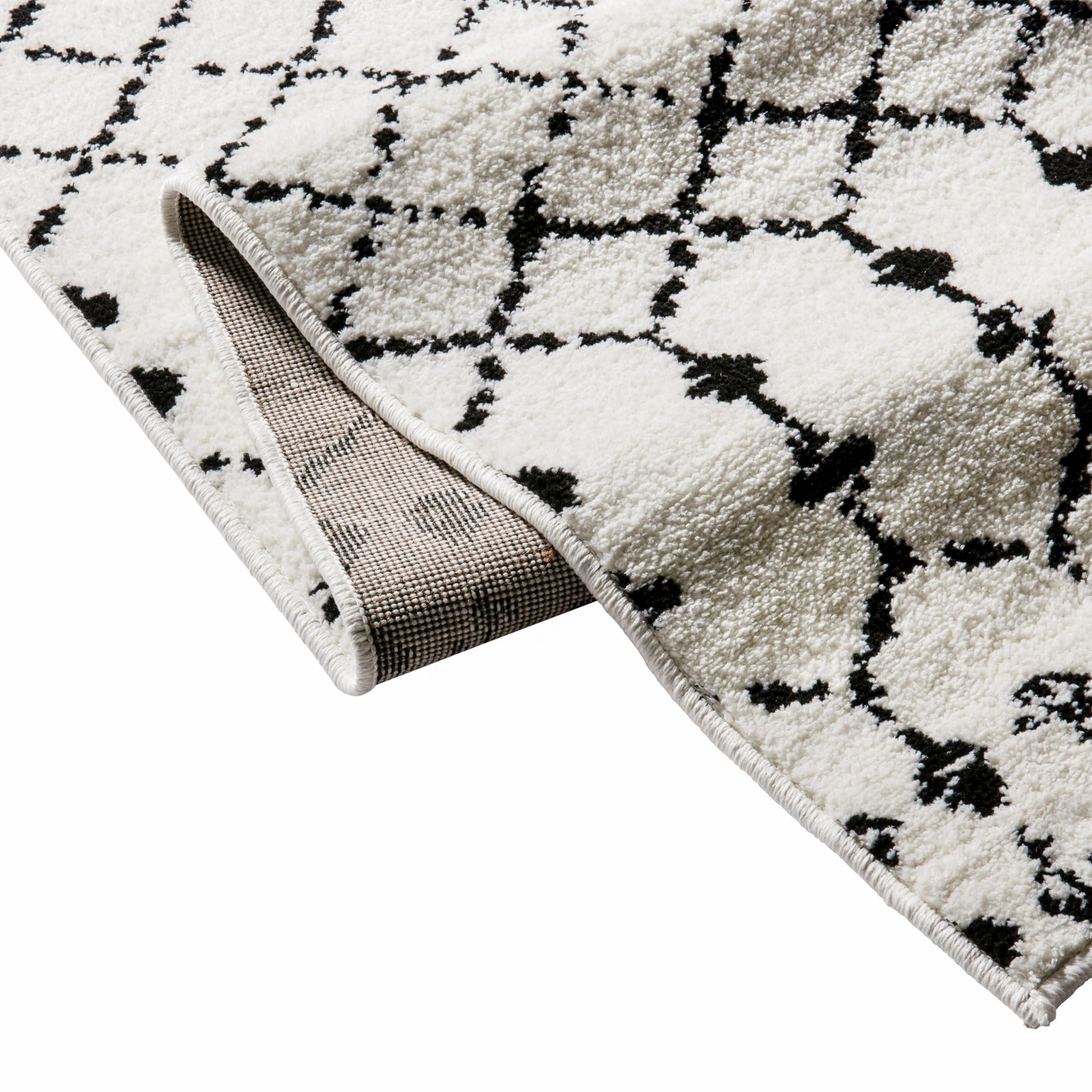 Merrick Lane Geometric Design Polyester Area Rug - Ivory & Black - 8' x 10' Indoor Rug for Living Room, Bedroom & Office - Soft & Durable Modern Home Decor