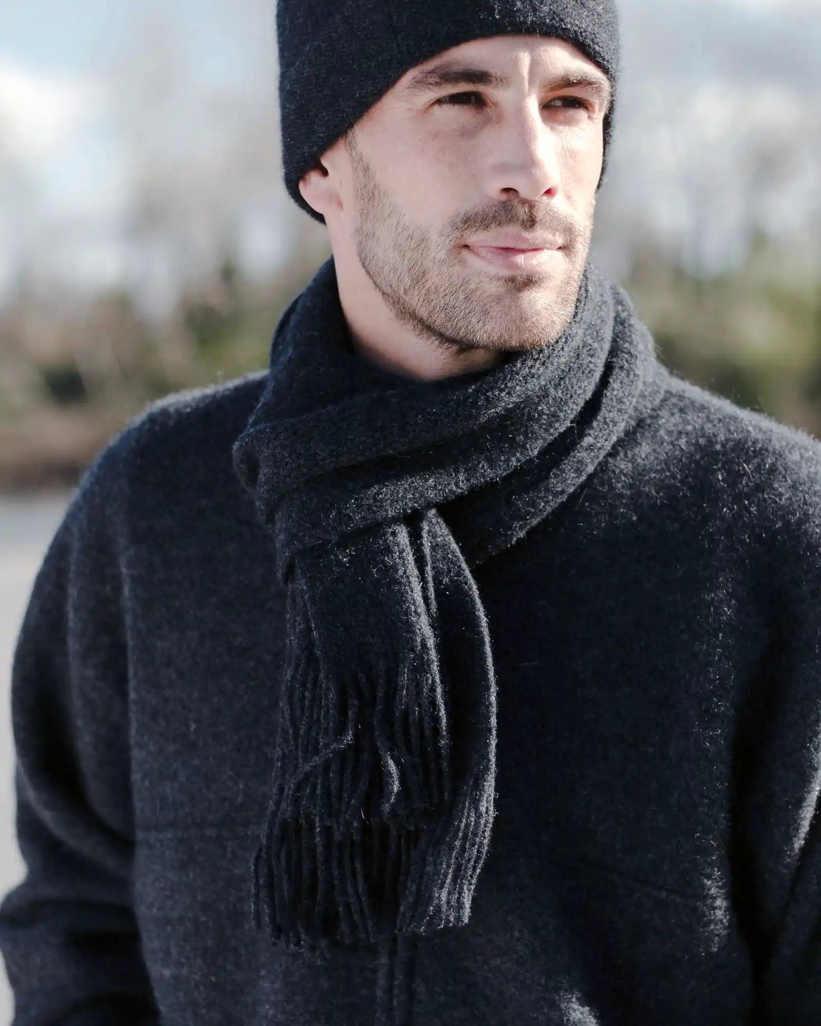 Premium Charcoal Plain Possum Merino Wool Scarf - NX102 - Soft & Warm Winter Accessory for Men & Women - Perfect for Outdoor Activities & Cold Weather Fashion