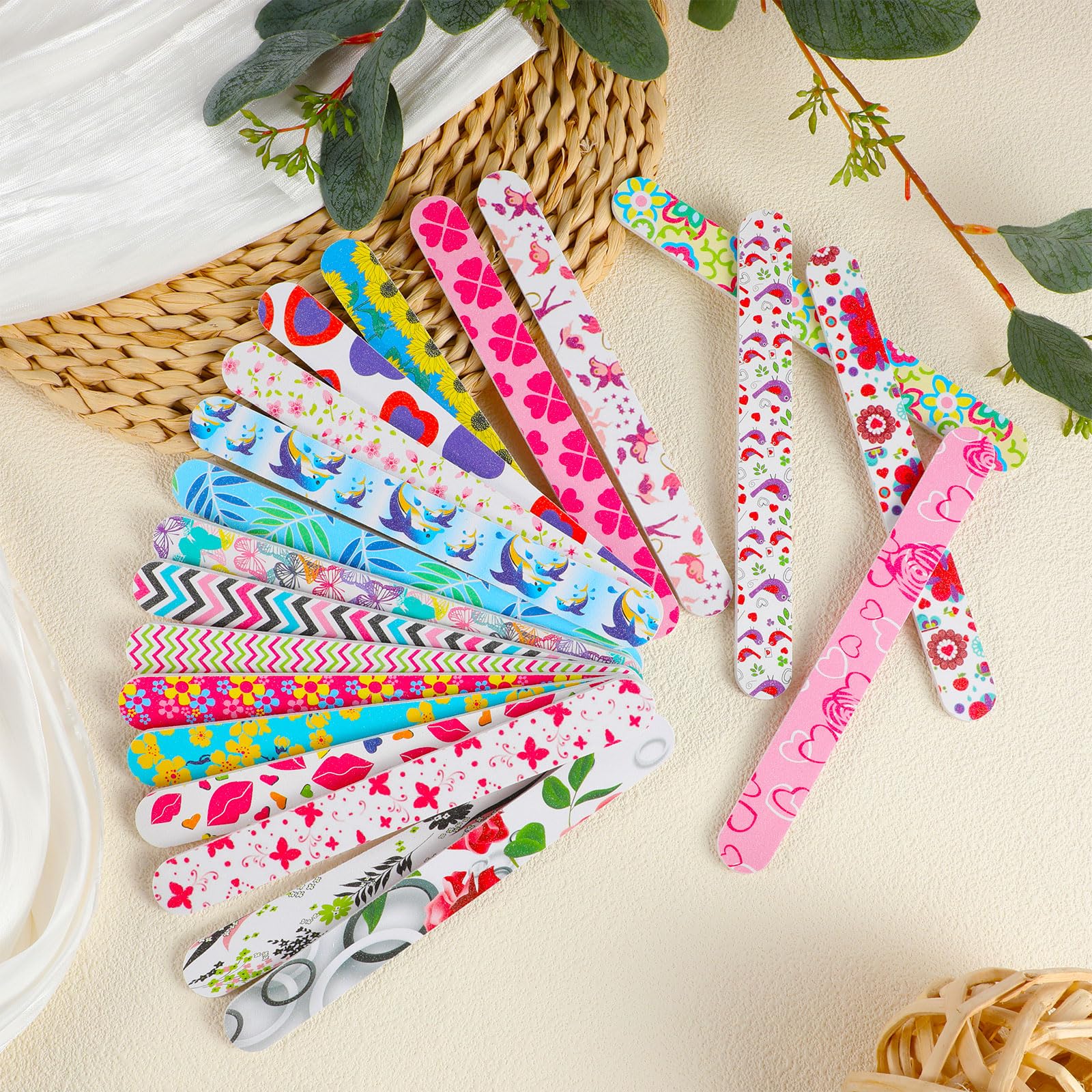 20 Pcs Professional Double-Sided Nail Files Kit for Women - Manicure & Pedicure Tools for Smoothing, Shaping & Polishing Natural & Artificial Nails | Perfect for Home Salon, Travel, DIY Nail Art & Self-Care Routine | Ideal Gift for Beauty Lovers