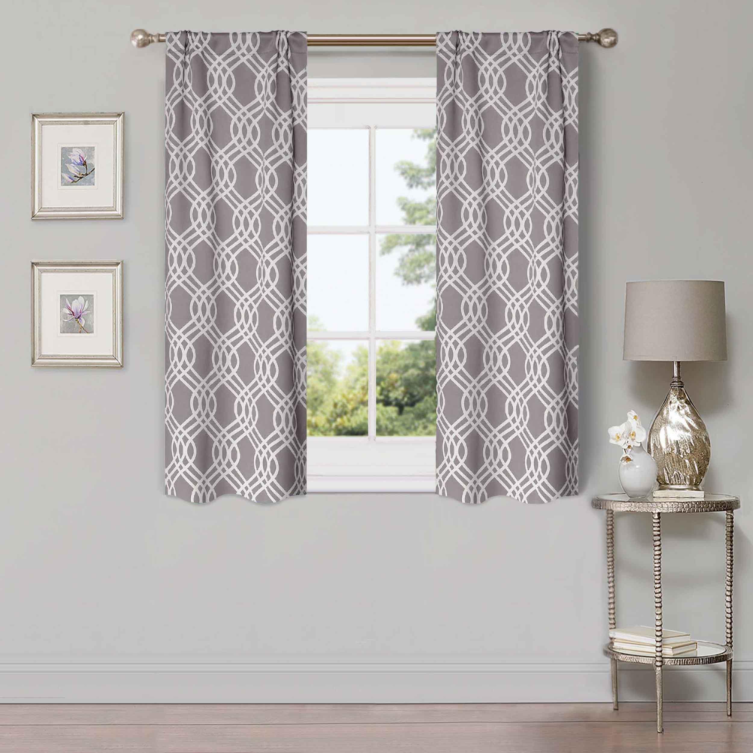 Washable Blackout Curtains with Ribbon Trellis Design - Room Darkening Window Treatment for Bedroom & Living Room - Thermal Insulated Drapes for Better Sleep and Energy Efficiency