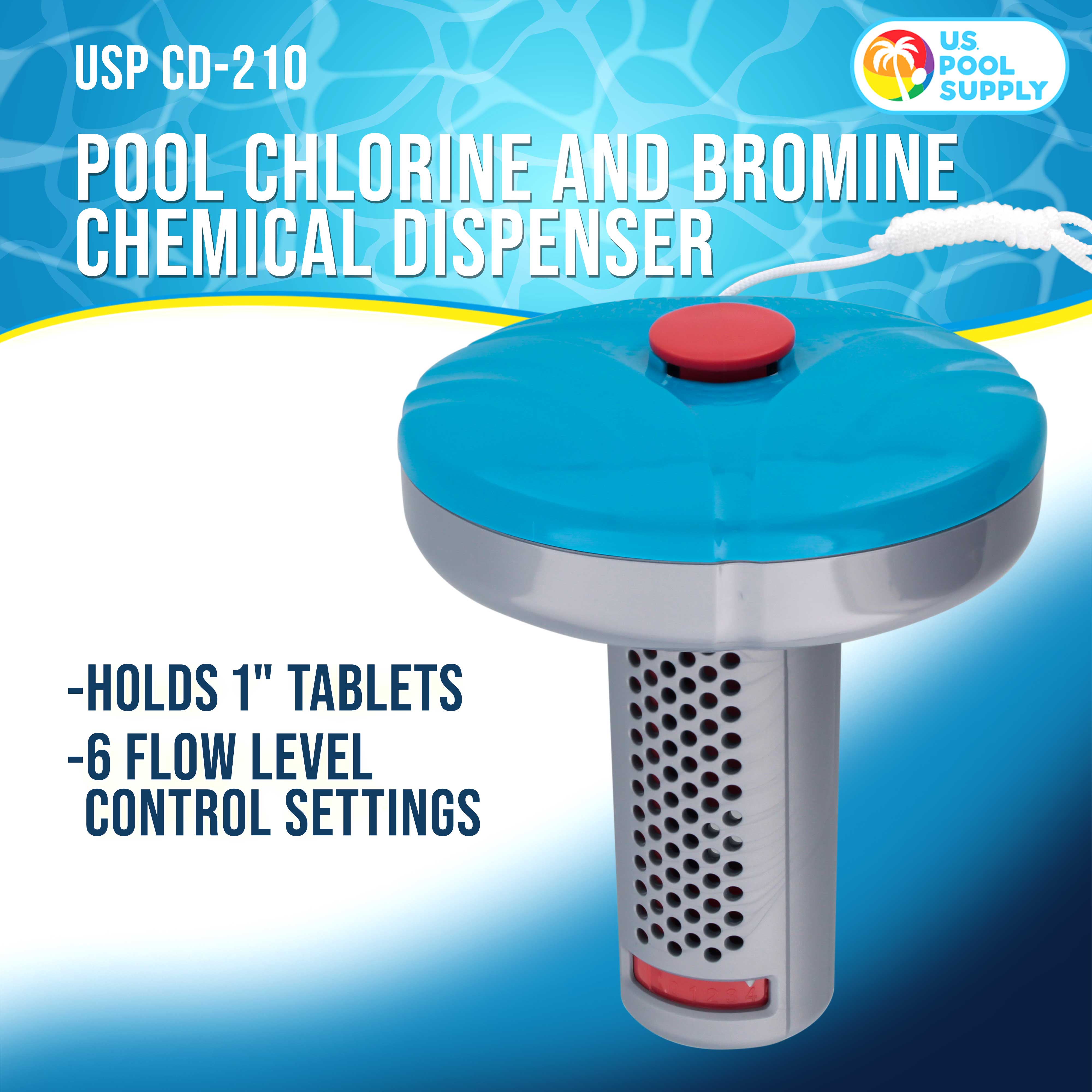 U.S. Pool Supply® Floating Chlorine/Bromine Dispenser for Spas, Hot Tubs & Small Pools - Holds 1 Tablet, 6 Adjustable Flow Settings | Perfect for Maintaining Clean Water in Backyard Pools & Jacuzzis