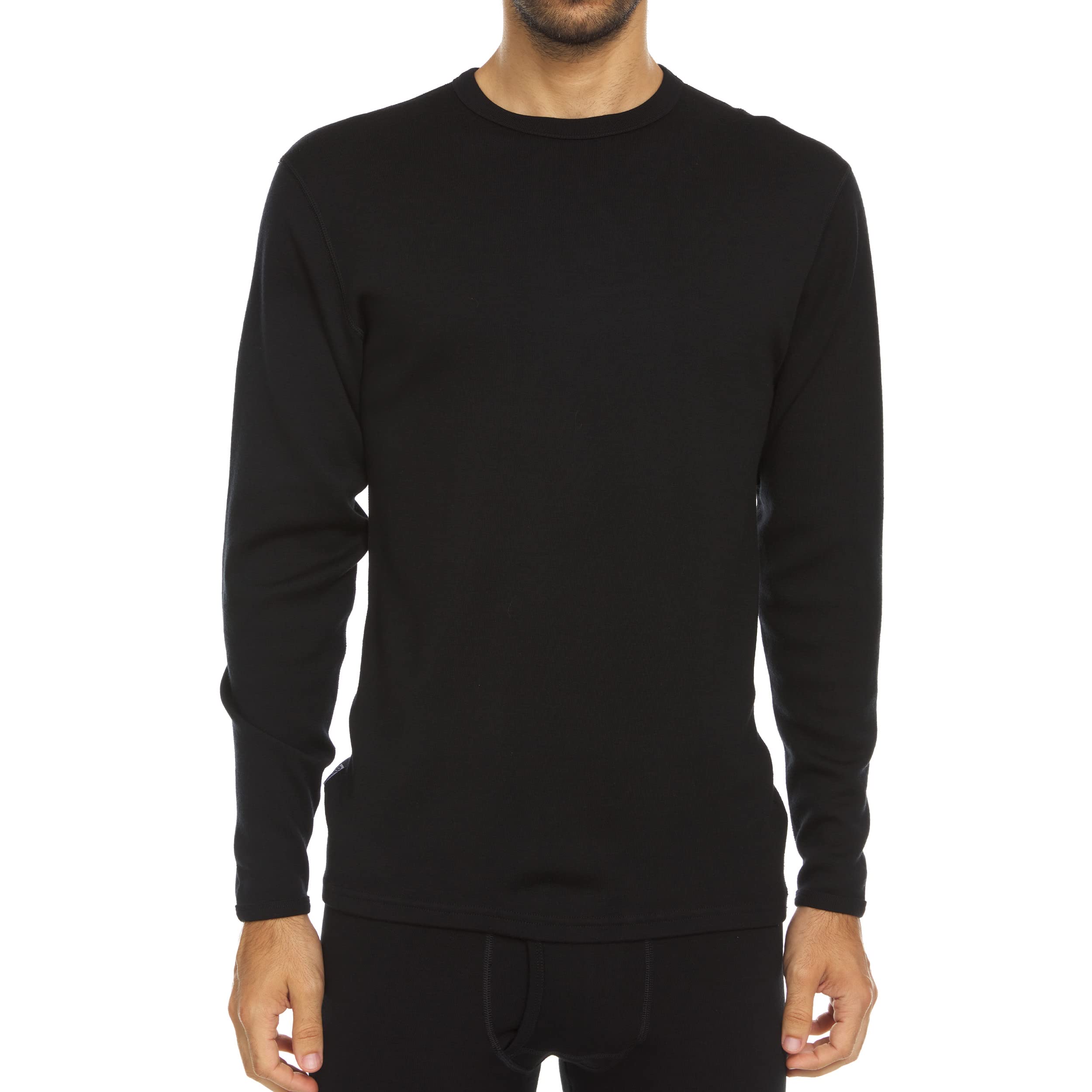 100% Merino Wool Men's Long Sleeve Crew Shirt - Thermal Base Layer for Hiking, Skiing & Winter Outdoor Activities - Soft & Breathable Cold Weather Shirt