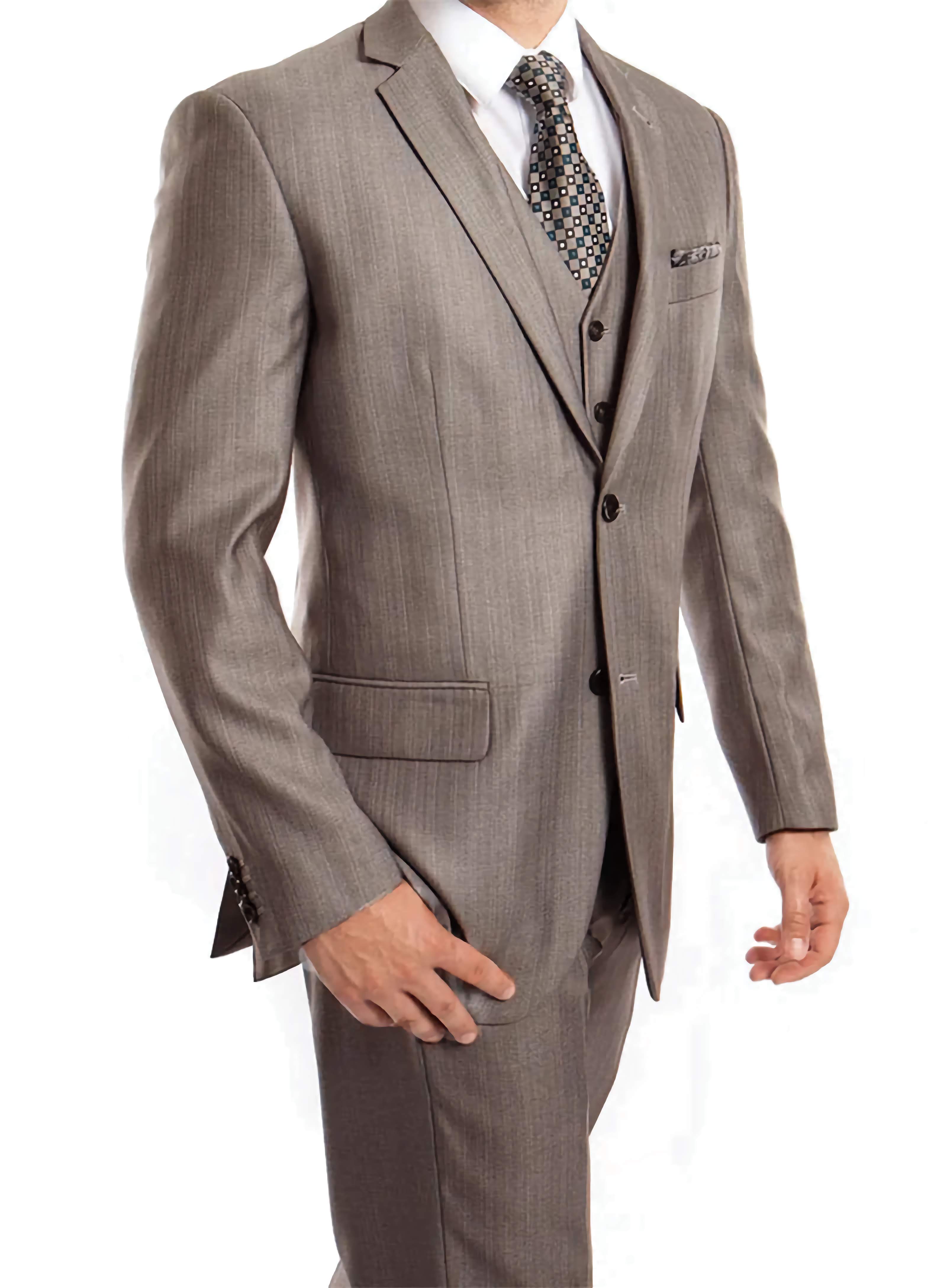 Modern Gray 3-Piece Suit Set for Men - Slim Fit 2-Button Jacket with V-Neck Vest - Perfect for Business Meetings, Weddings & Formal Events