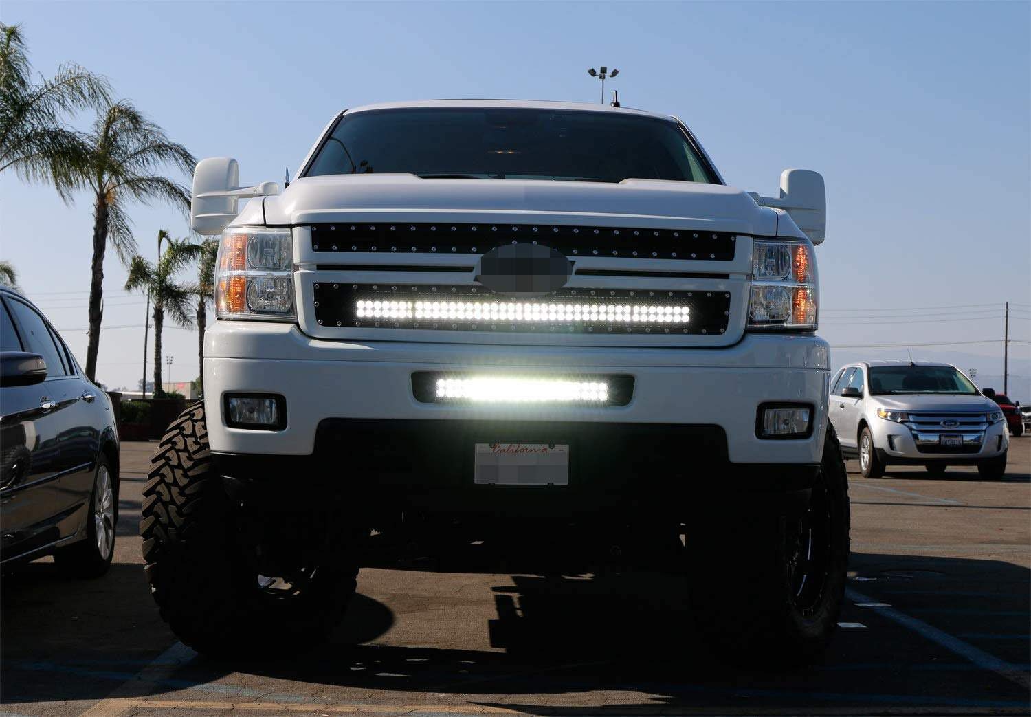 120W 20 LED Light Bar with Mounting Bracket & Wiring Kit - Compatible with 2011-2014 Chevy Silverado 2500/3500HD - Off-Road, Truck, ATV, Jeep Lighting for Night Driving & Outdoor Adventures