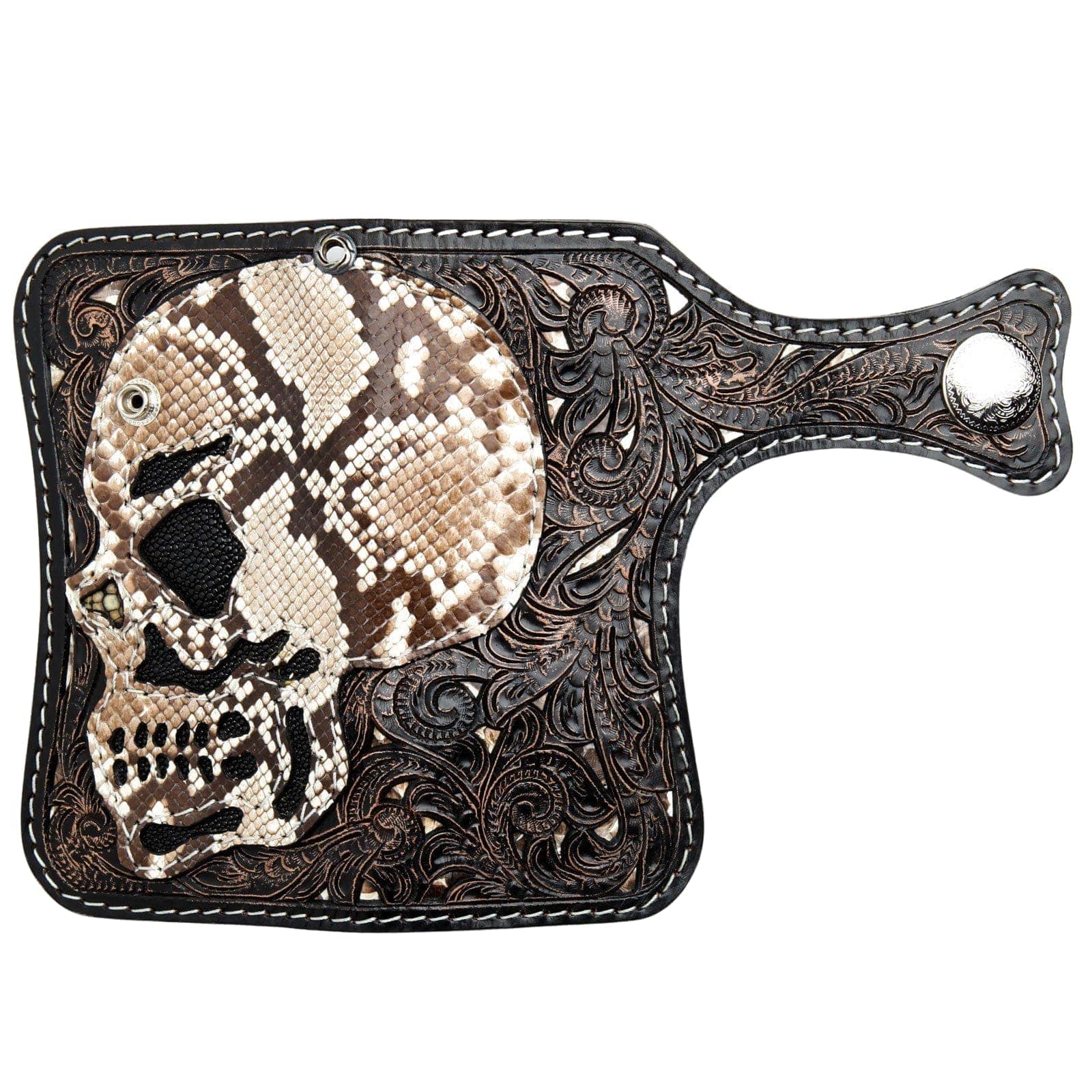 Genuine Cobra Leather Biker Wallet for Men - Skull Rider Design Motorcycle Wallet - Perfect for Bikers, Motorcycle Enthusiasts & Gift Giving