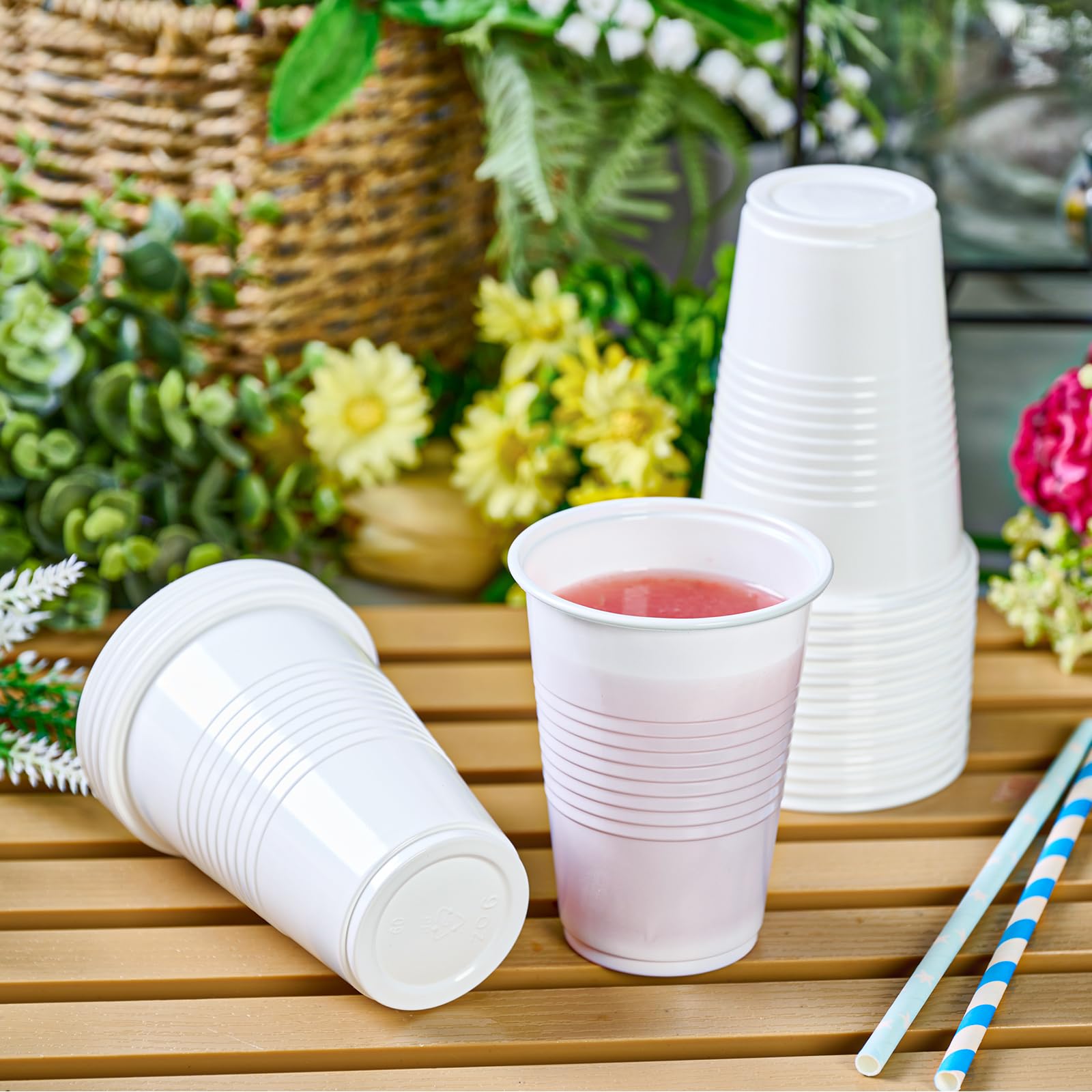Lilymicky 2000 Pack 9 oz White Plastic Cups - Disposable Drinking Cups for Parties, Picnics, Events | Bulk Pack of 9 Ounce Cups for Birthday Celebrations, BBQs, Office Use & Family Gatherings