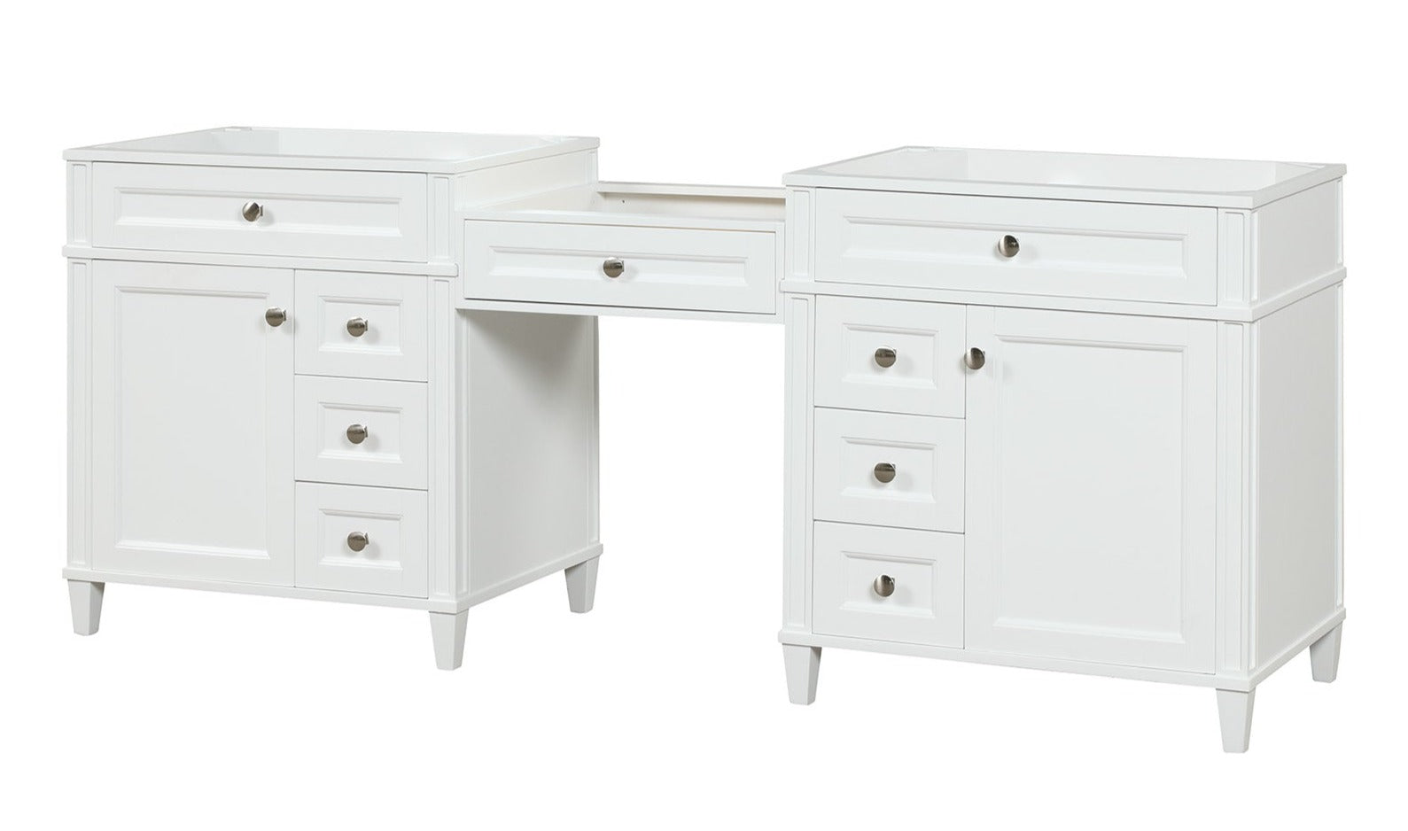 Kensington 84-Inch White All-Wood Bathroom Vanity Cabinet - Perfect for Modern Master Bathrooms & Powder Rooms