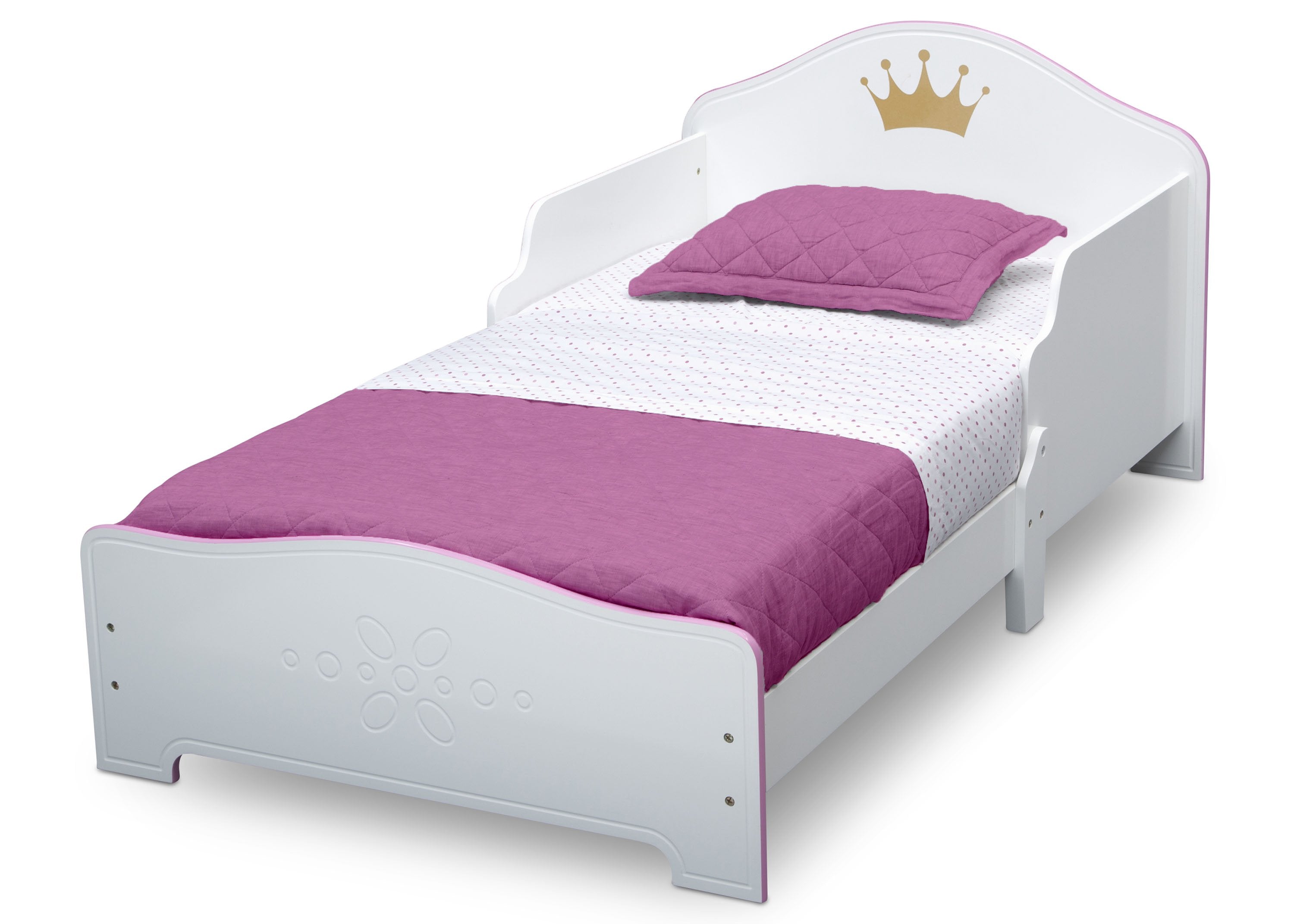 Royal Princess Crown Wooden Toddler Bed for Girls - Perfect for Nursery, Bedroom Decor & Pretend Play