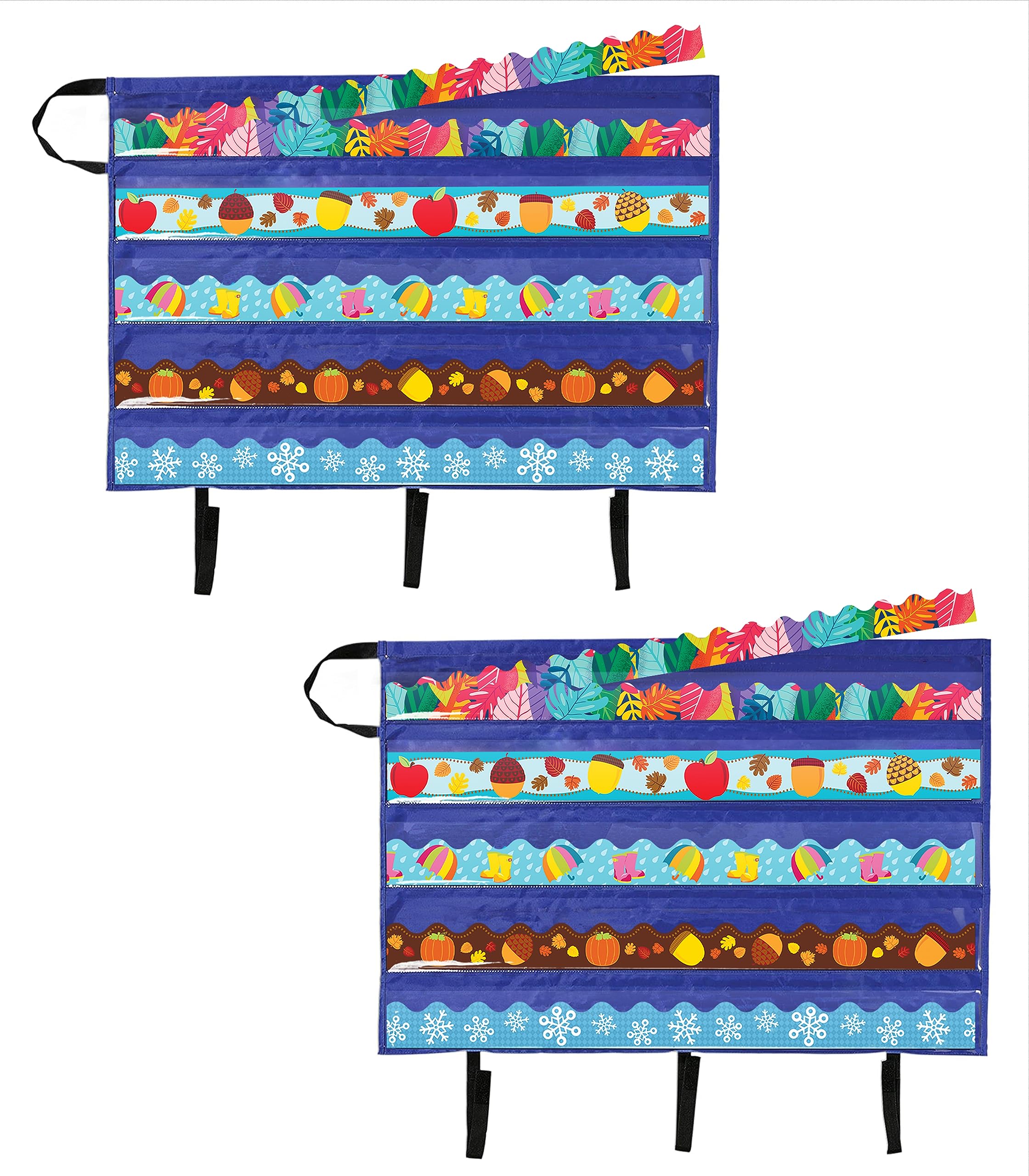 Premium Carson Dellosa 2-Pack Bulletin Board Border Storage Pocket Charts - Teacher Organization Supplies for Classroom & Homeschool - Perfect for Wall Displays, Craft Storage & Learning Materials Organization