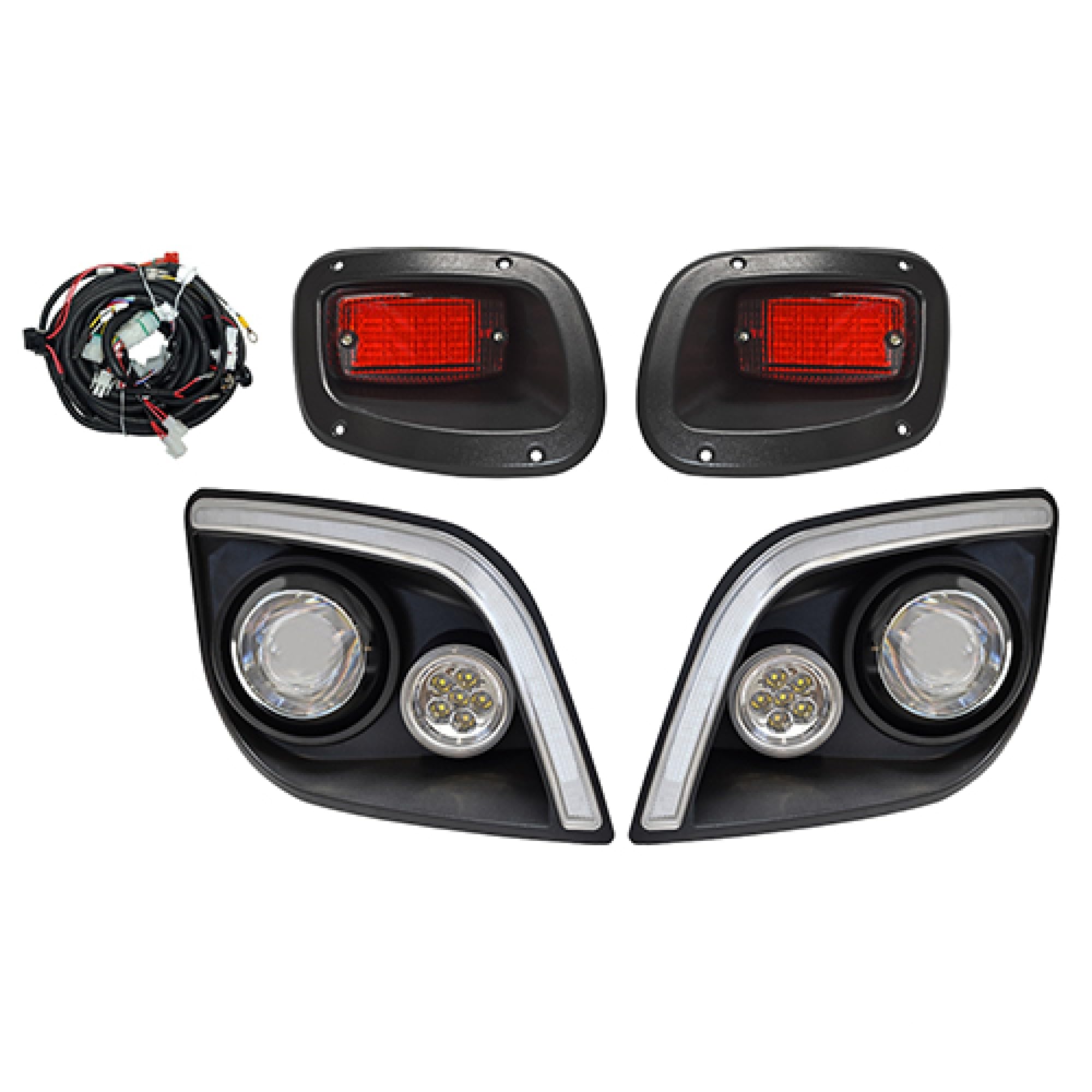Red Hawk LGT-402L LED Light Kit - Compatible with E-Z-GO Express Golf Carts (12V-48V), Easy Plug & Play Harness - Perfect for Night Driving & Enhanced Safety on Golf Courses