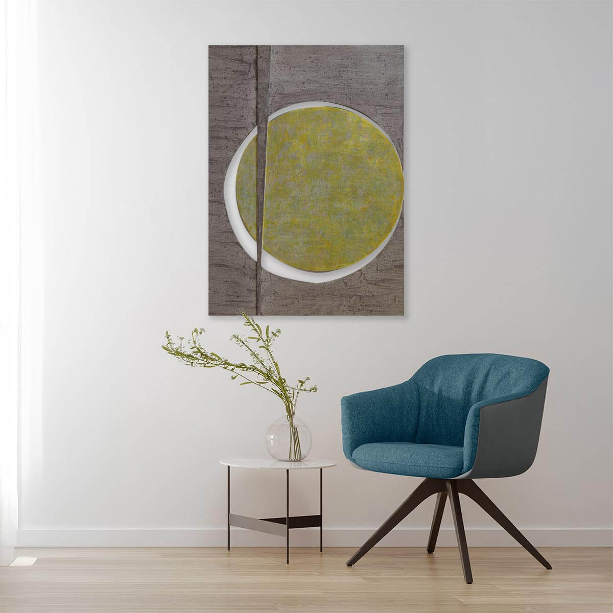 Luna Gialla Steel Sculpture with Acrylic Accents - Modern Art Decor for Home & Office
