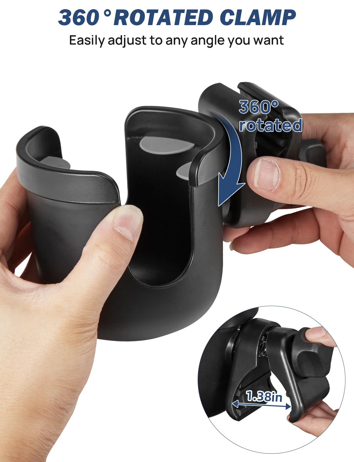 JOYTUTUS Wheelchair Cup Holder with 4 Flexible Tabs - Universal Drink Holder for Walker, Rollator, Scooter & Stroller - Perfect for Mobility Aids & Outdoor Activities