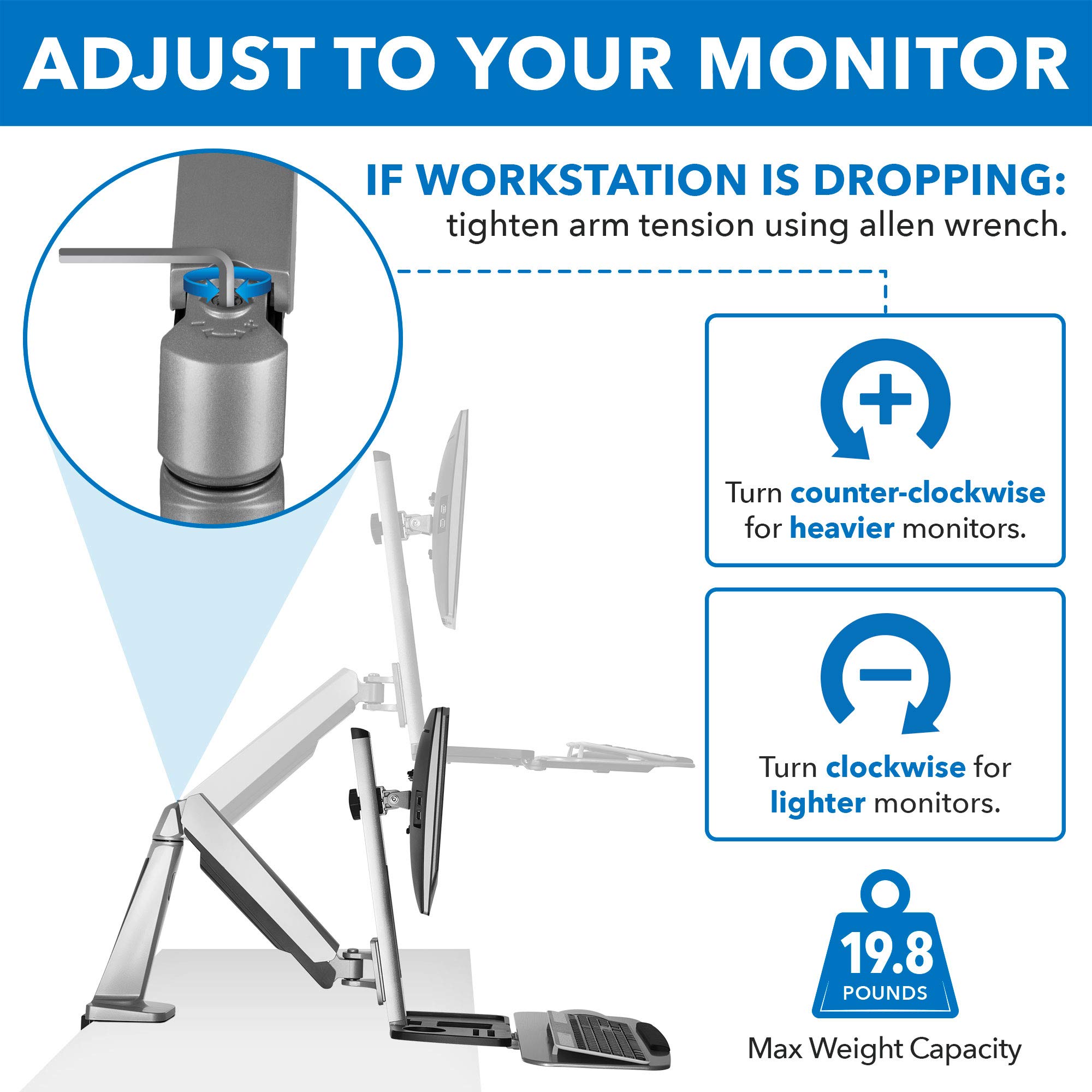 Mount-It! Dual Monitor Standing Desk Converter - Height Adjustable Workstation with Counterbalance Monitor Arm & Ergonomic Keyboard Tray | Perfect for Home Office, Gaming Setup & Remote Work