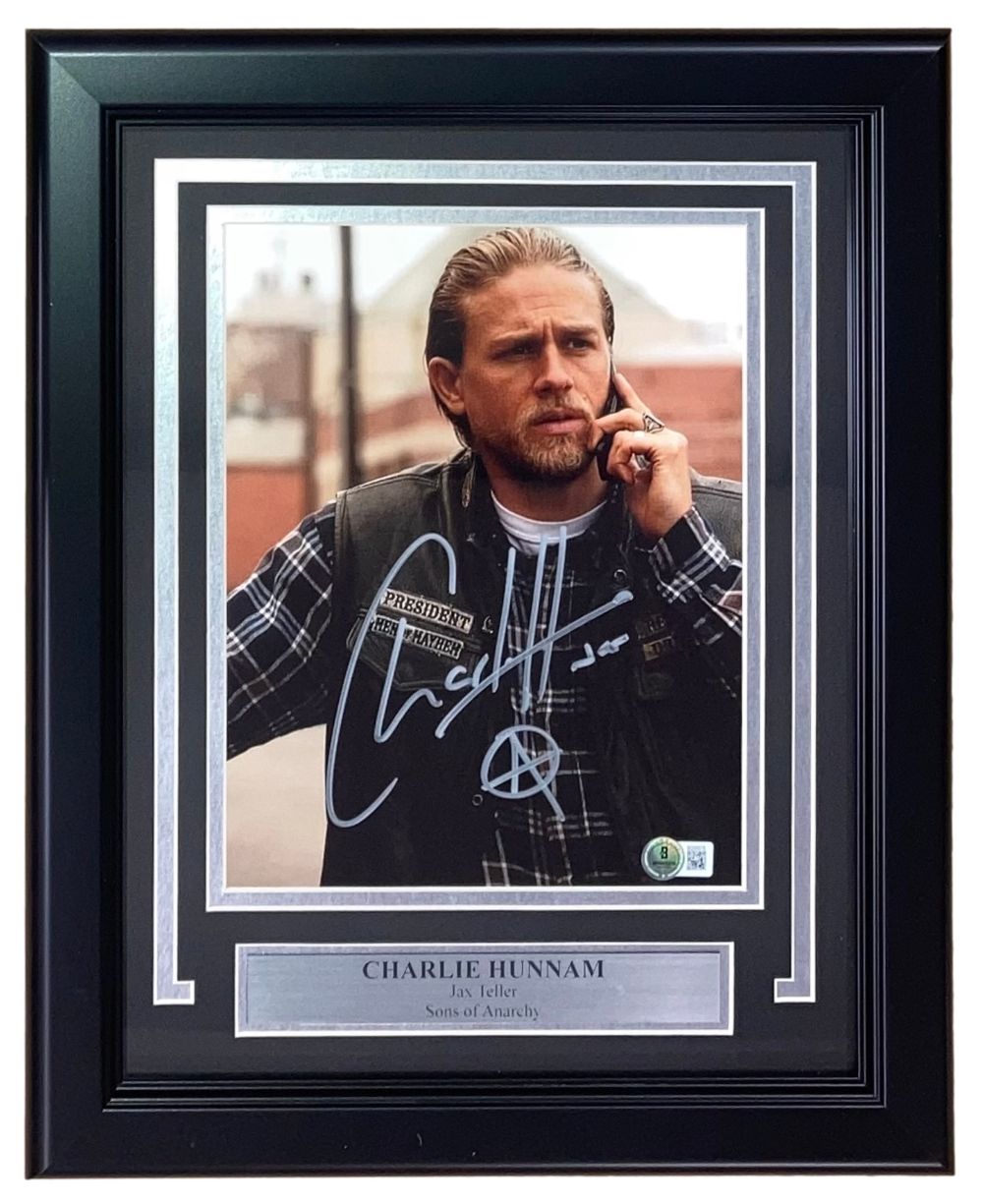 Charlie Hunnam Autographed Framed 8x10 Photo - Sons of Anarchy Jax Teller Memorabilia - Perfect for Home Theater Decor, Man Cave Wall Art & Gift for Motorcycle Fans