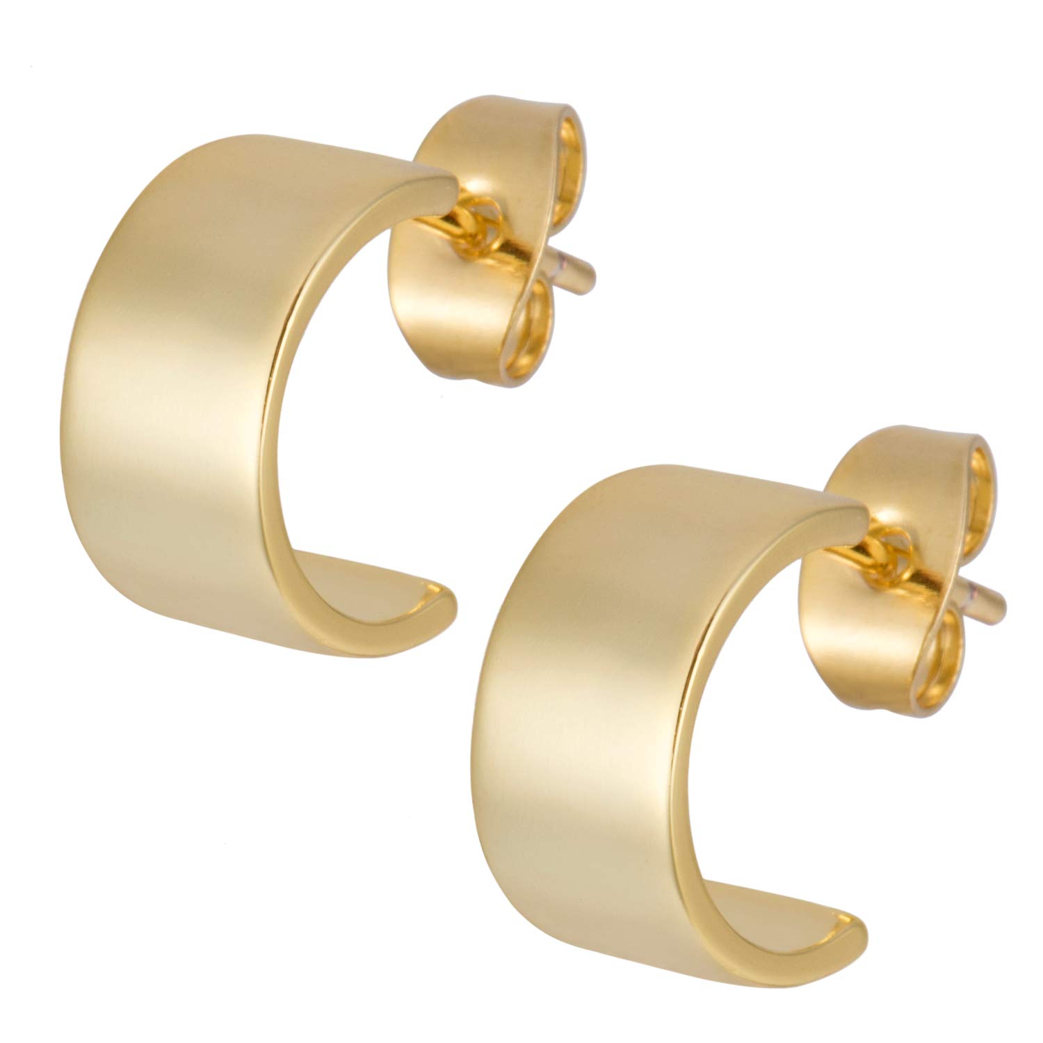 18K Gold Plated Small Gold Hoop Earrings for Women | Petite Round C-Shaped Hoops Post Stud Earrings | Everyday Wear, Gift for Her, Wedding & Party Jewelry