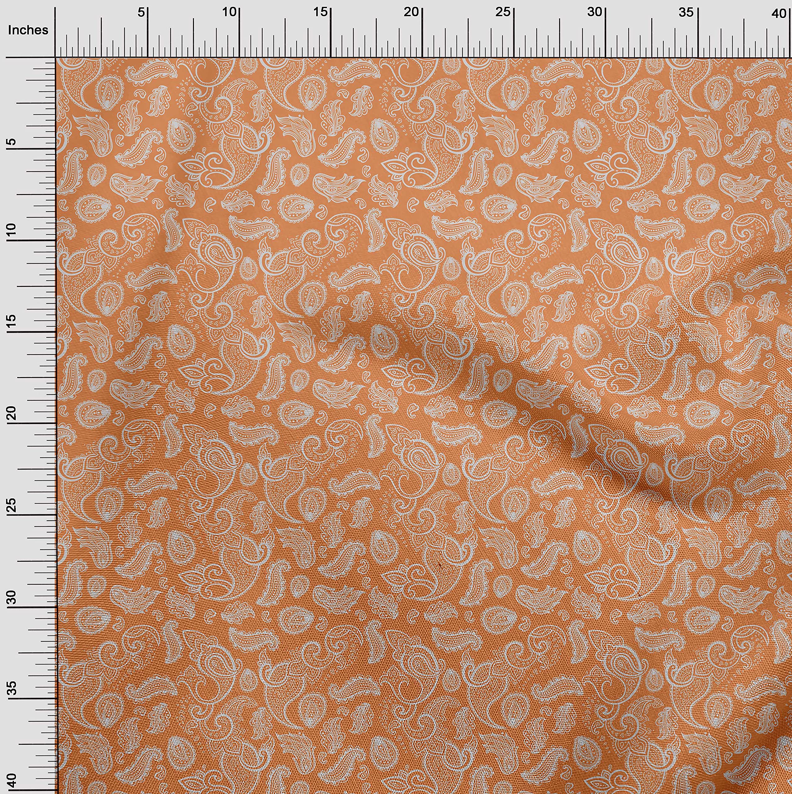 oneOone Rayon Orange Printed Fabric by The Yard - 56 Inch Wide for DIY Clothing, Dresses, Quilting & Home Decor Sewing Supplies | Premium Sewing Material for Crafters