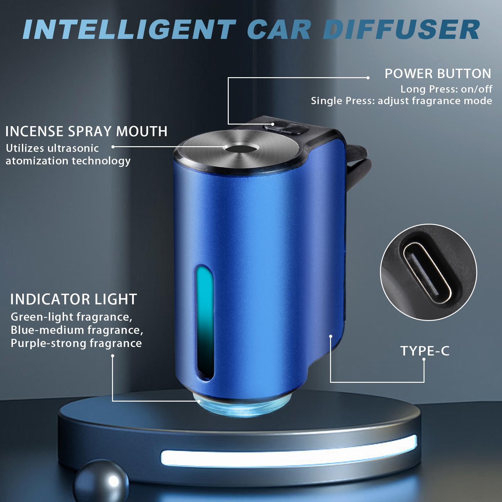 Smart Car Air Freshener Diffuser - Adjustable Fragrance Intensity, Long Lasting Scent for Auto & Vehicles - Perfect for Cars, Trucks & SUVs - Ideal for Home, Office & Travel Use