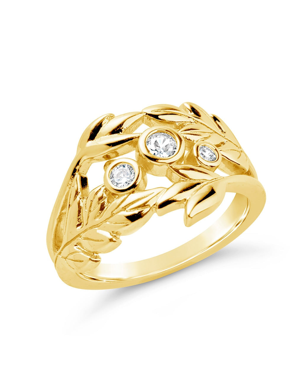Elegant Sicily CZ Leaf Ring - Sterling Silver Cubic Zirconia Leaf Design Jewelry for Women | Perfect for Everyday Wear, Parties & Gifts